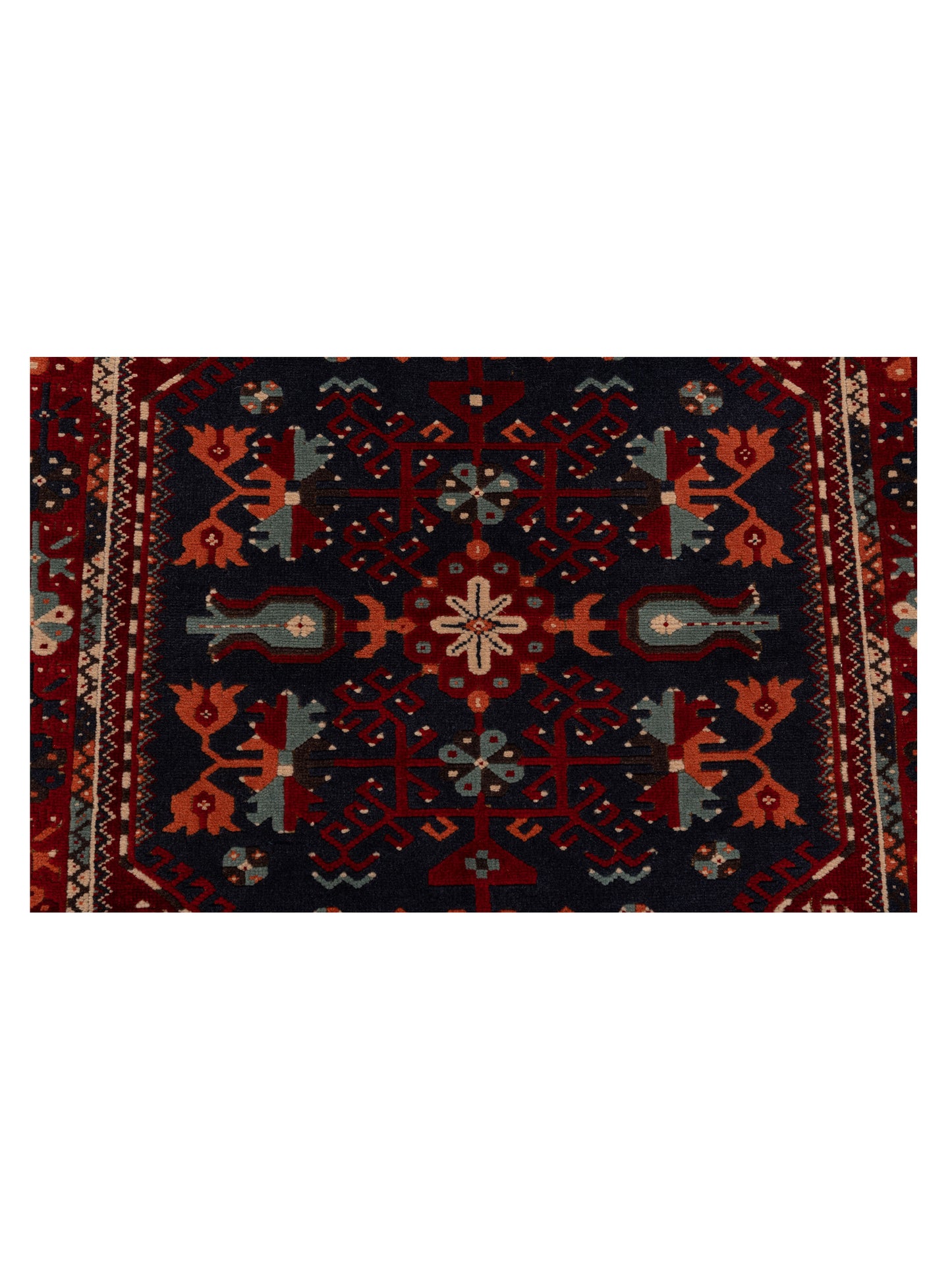 Turkish Shirwan 145188 Navy Red 4.1x5.7 Hand Knotted Rug
