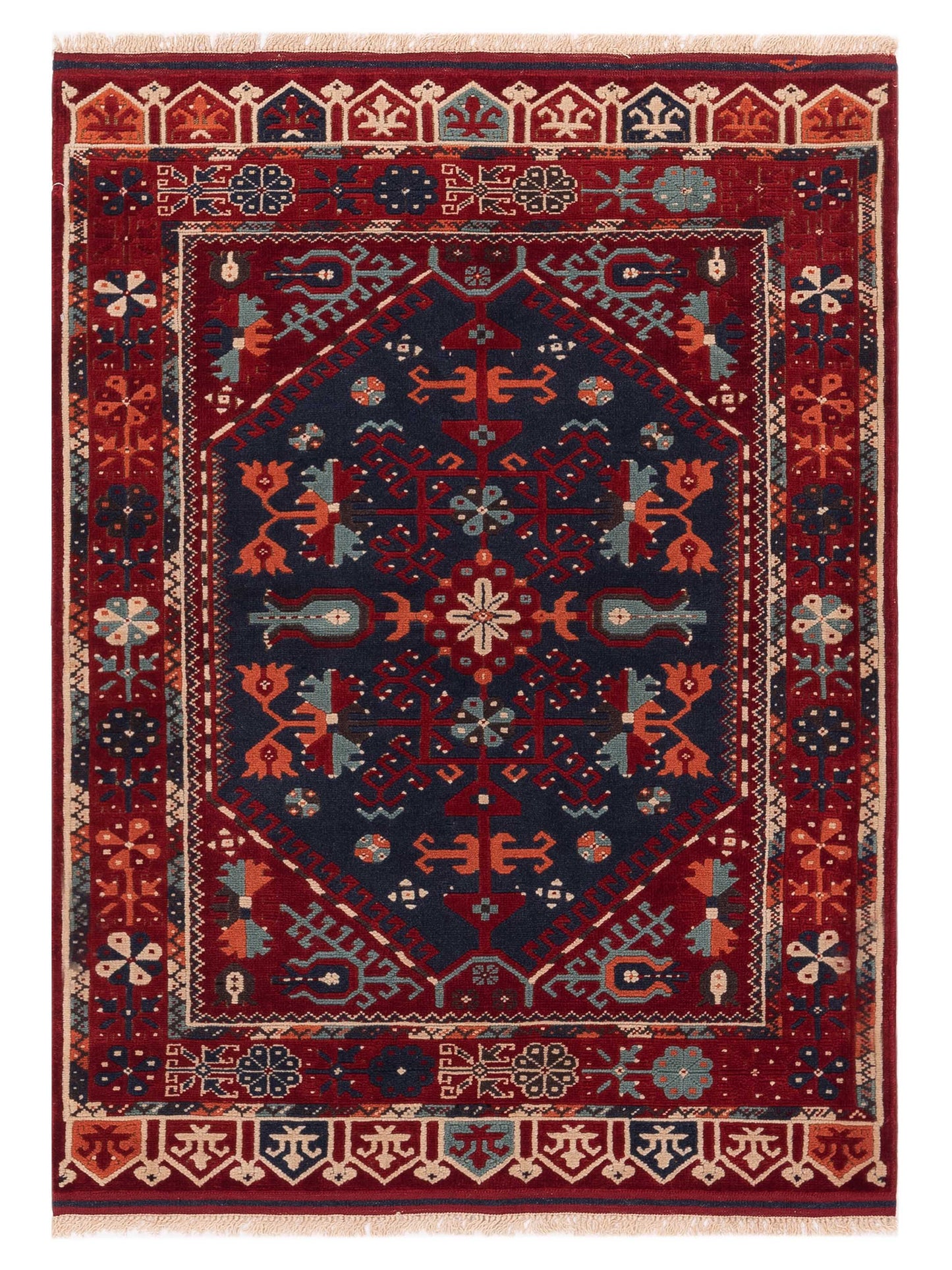 Pasha Turkish Shirwan Navy Red Traditional