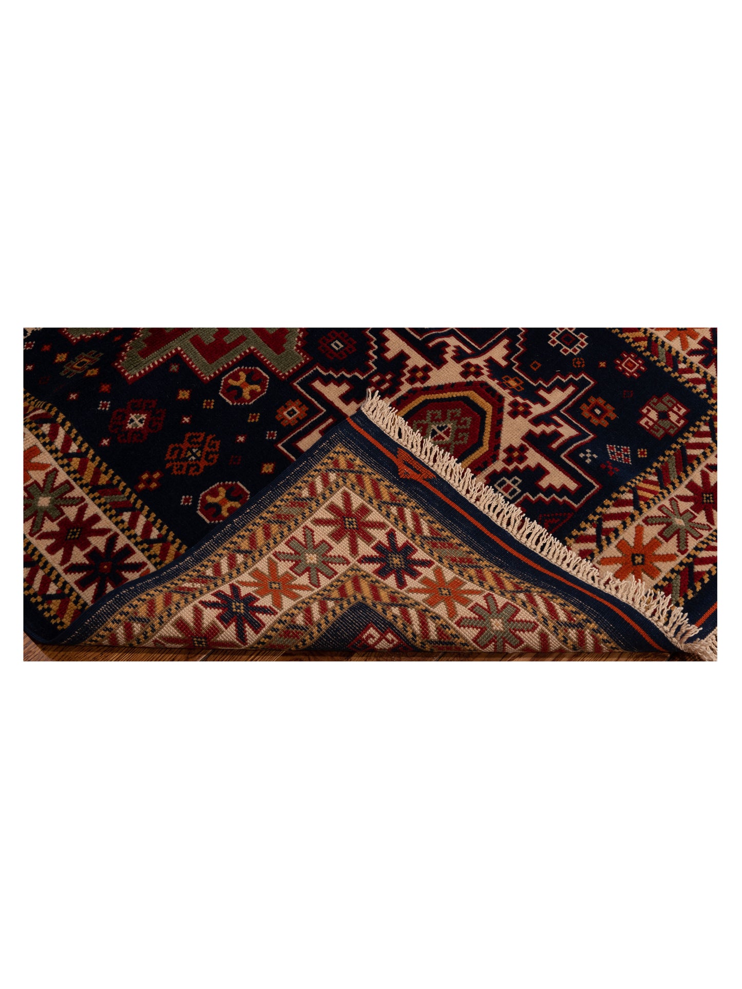 Turkish Shirwan 145211 Navy Ivory 3.9x5.8 Hand Knotted Rug