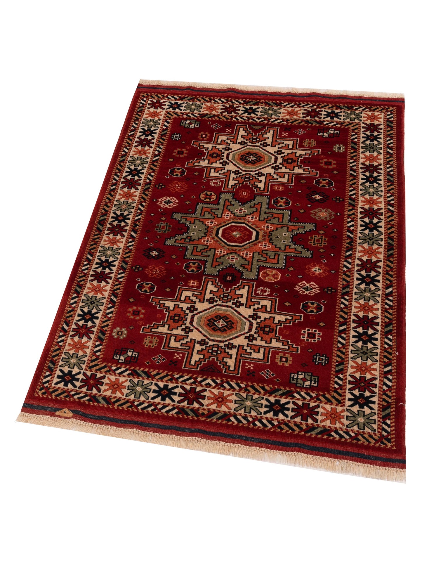 Turkish Shirwan 145212 Red Ivory 3.10x5.7 Hand Knotted Rug