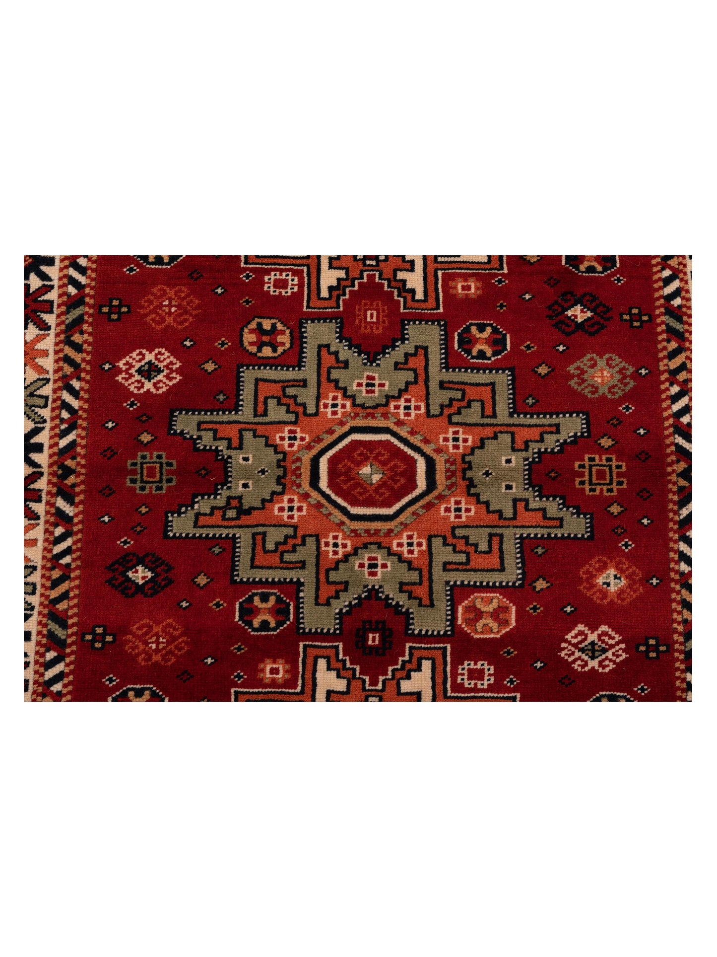 Turkish Shirwan 145212 Red Ivory 3.10x5.7 Hand Knotted Rug