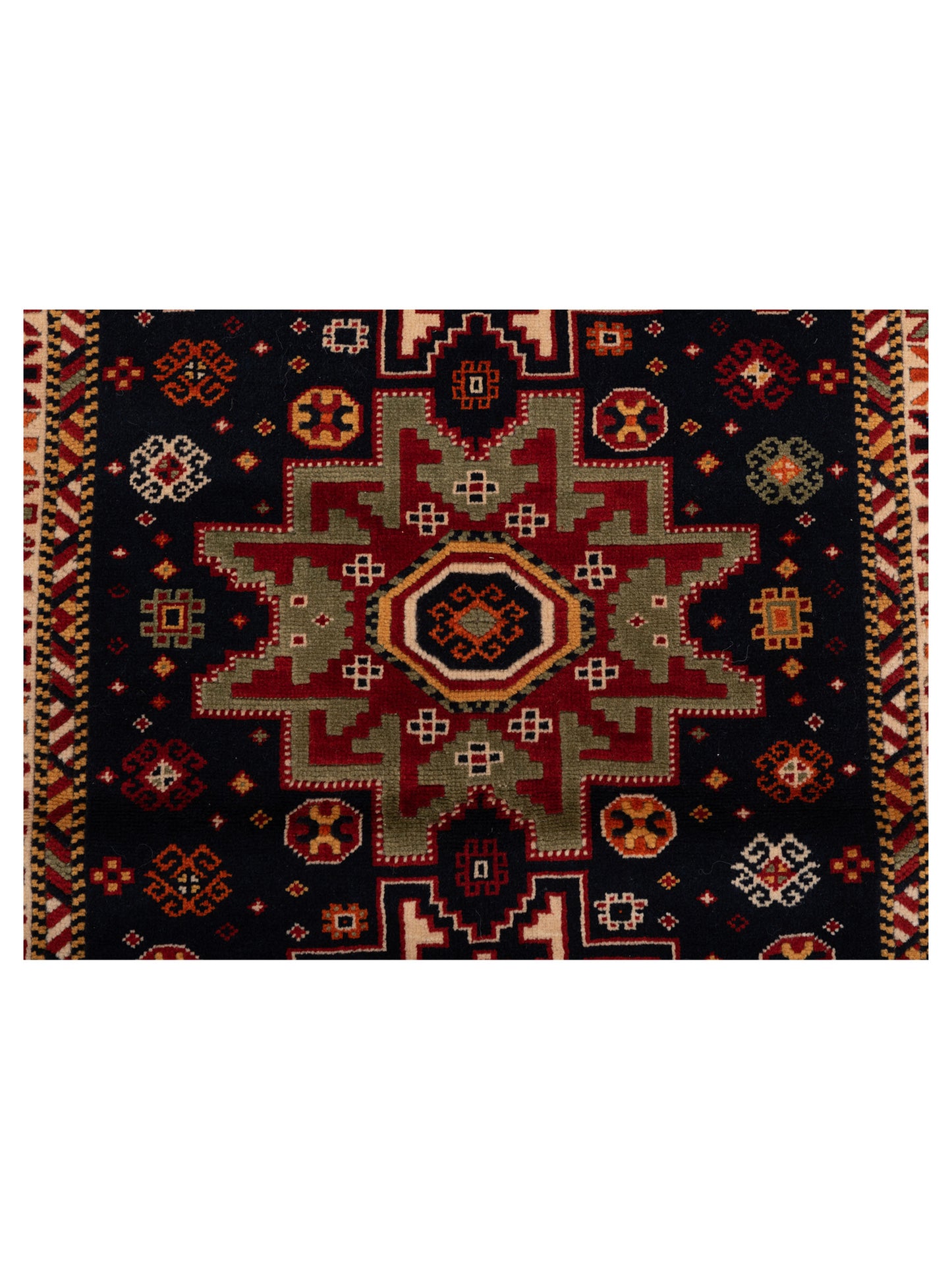 Turkish Shirwan 145213 Navy Ivory 3.9x5.7 Hand Knotted Rug