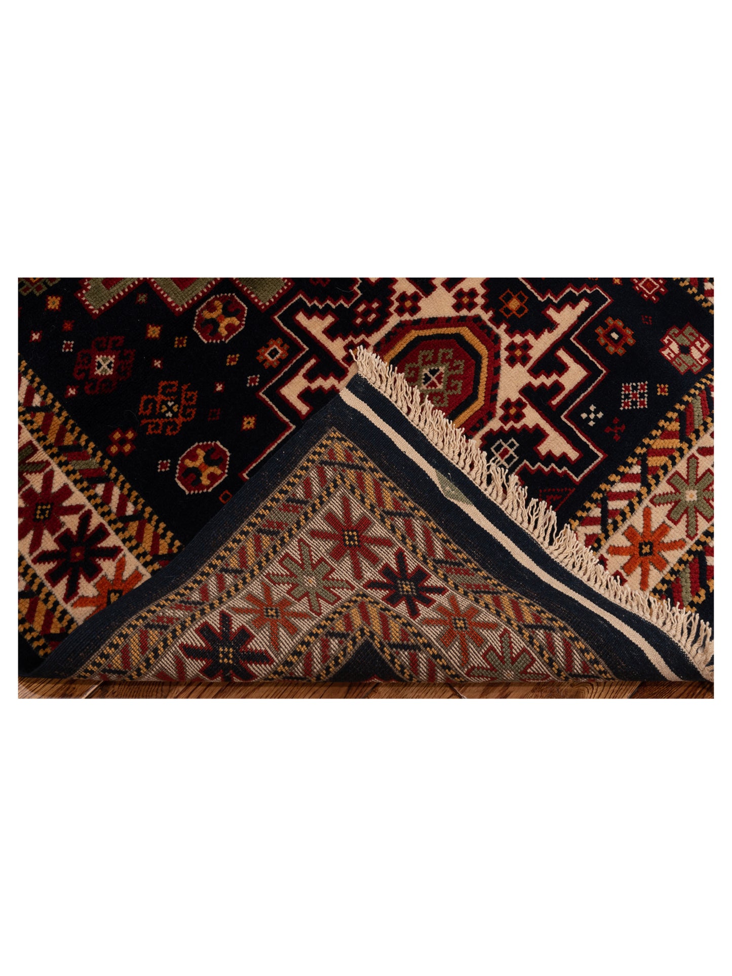 Turkish Shirwan 145213 Navy Ivory 3.9x5.7 Hand Knotted Rug