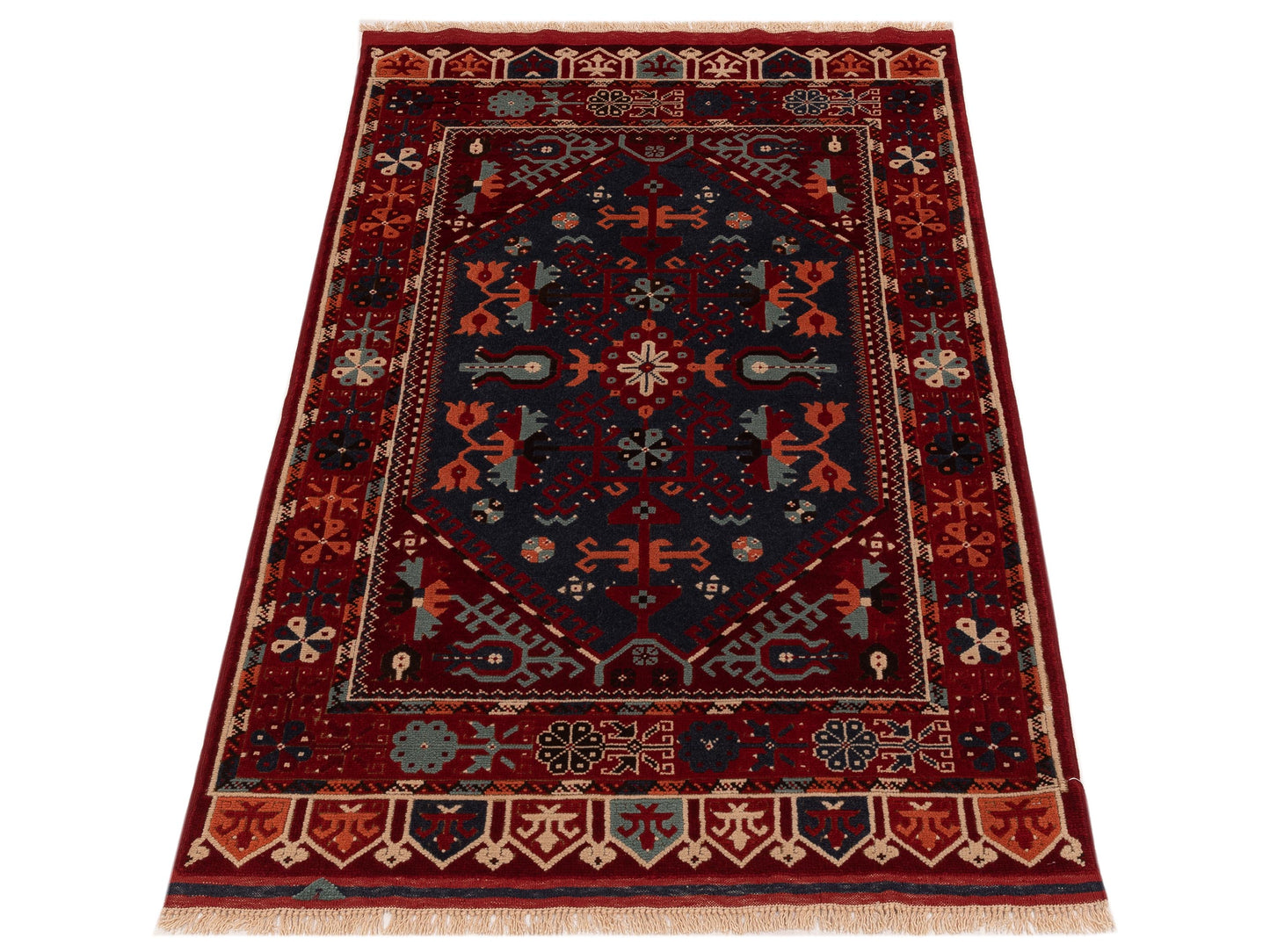 Turkish Shirwan 145216 Charcoal Red 3.10x6 Hand Knotted Rug