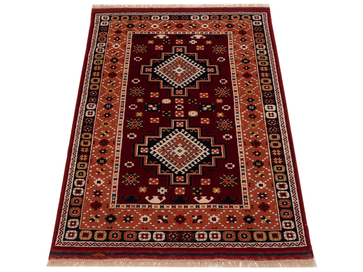 Turkish Shirwan 145217 Red Orange 3.11x5.11 Hand Knotted Rug