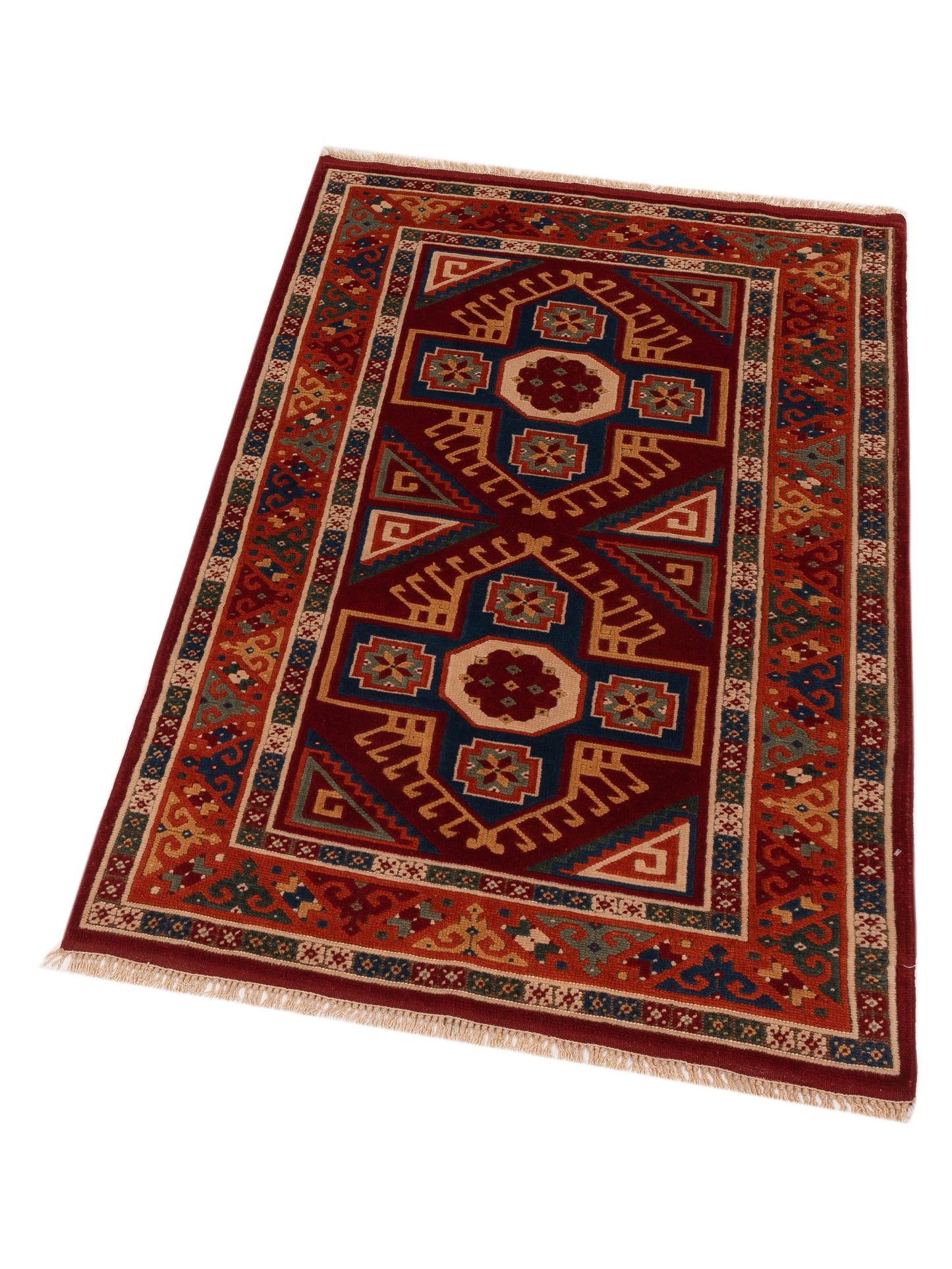 Turkish Shirwan 145219 Red Orange 3.9x5.8 Hand Knotted Rug