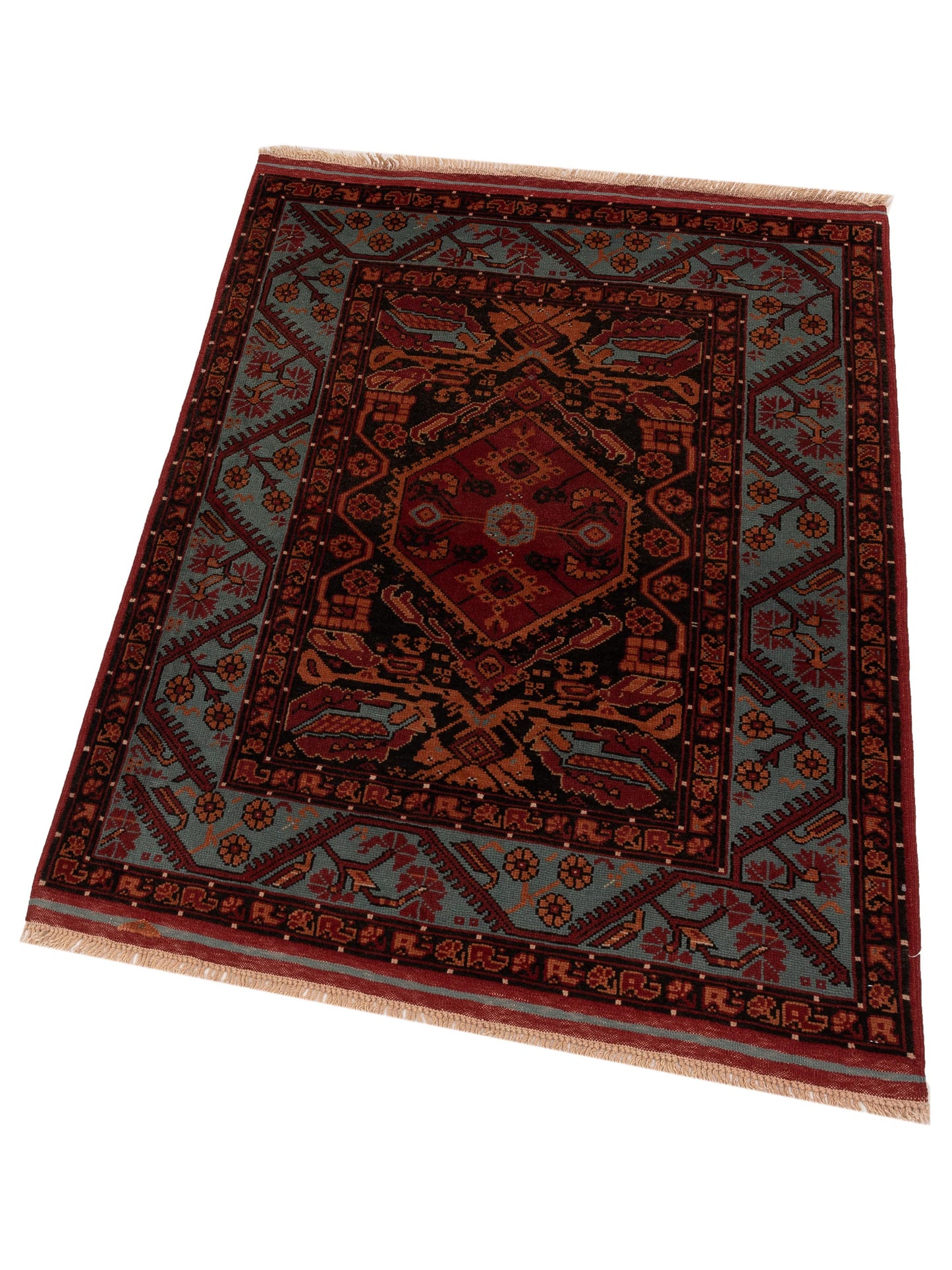 Turkish Shirwan 145220 Black Blue 4.2x5.3 Hand Knotted Rug
