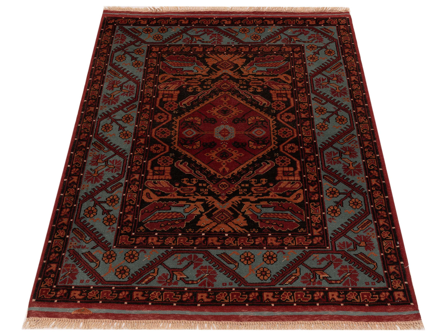 Turkish Shirwan 145220 Black Blue 4.2x5.3 Hand Knotted Rug