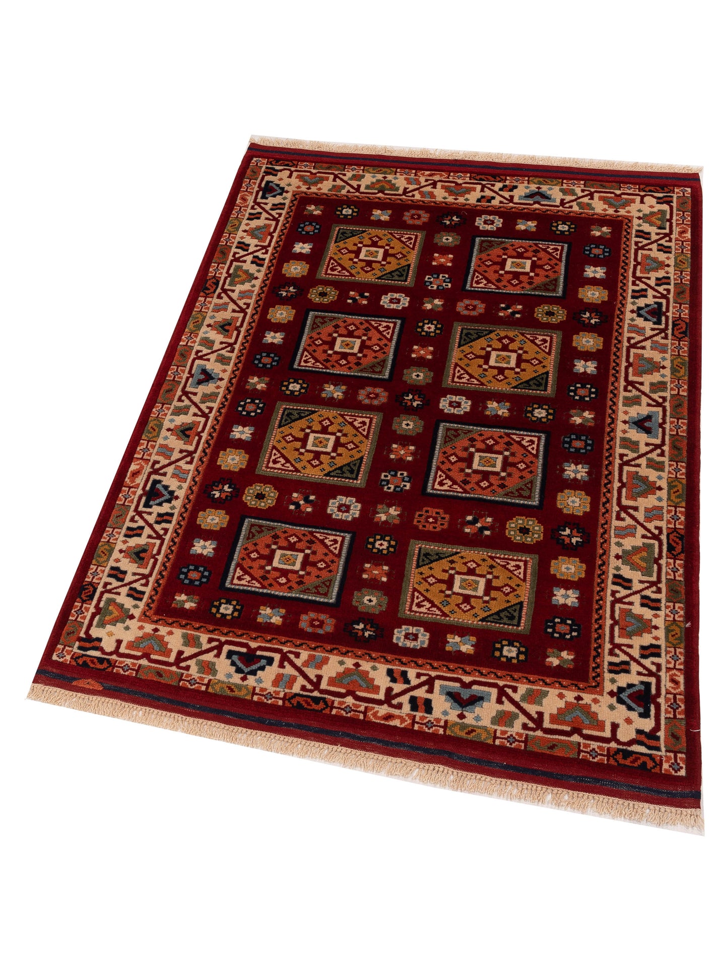 Turkish Shirwan 145222 Red Ivory 3.10x5.4 Hand Knotted Rug