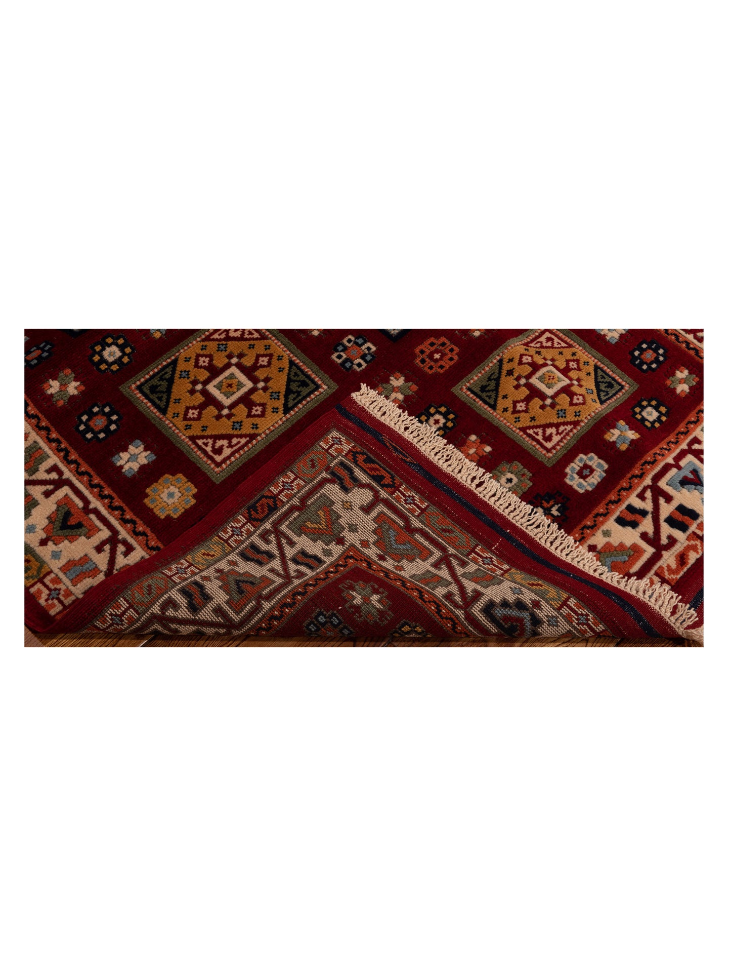 Turkish Shirwan 145222 Red Ivory 3.10x5.4 Hand Knotted Rug