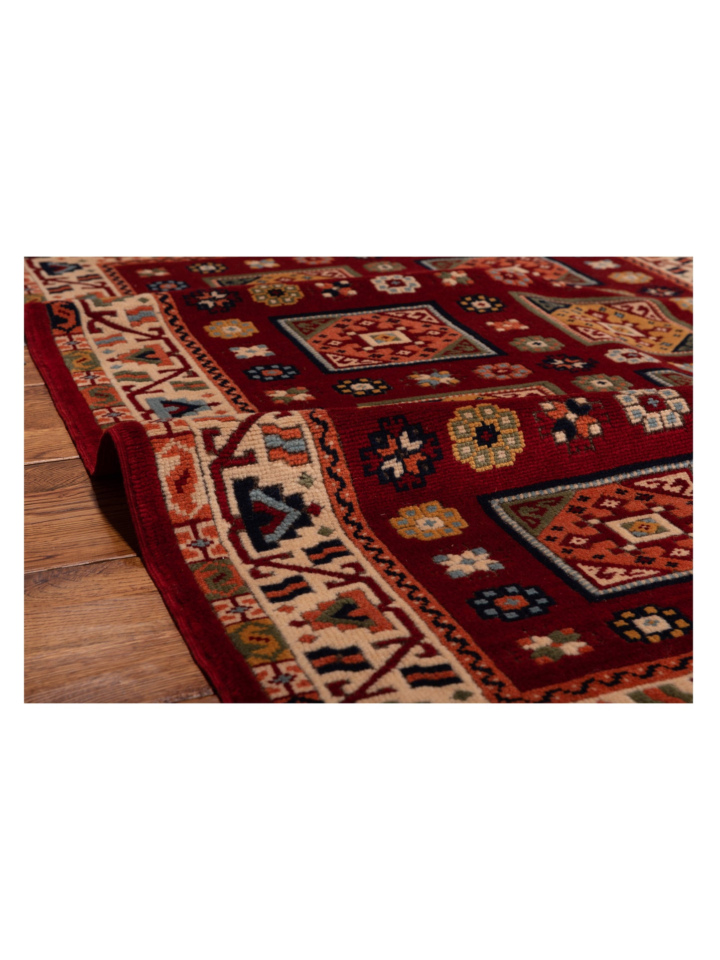 Turkish Shirwan 145222 Red Ivory 3.10x5.4 Hand Knotted Rug