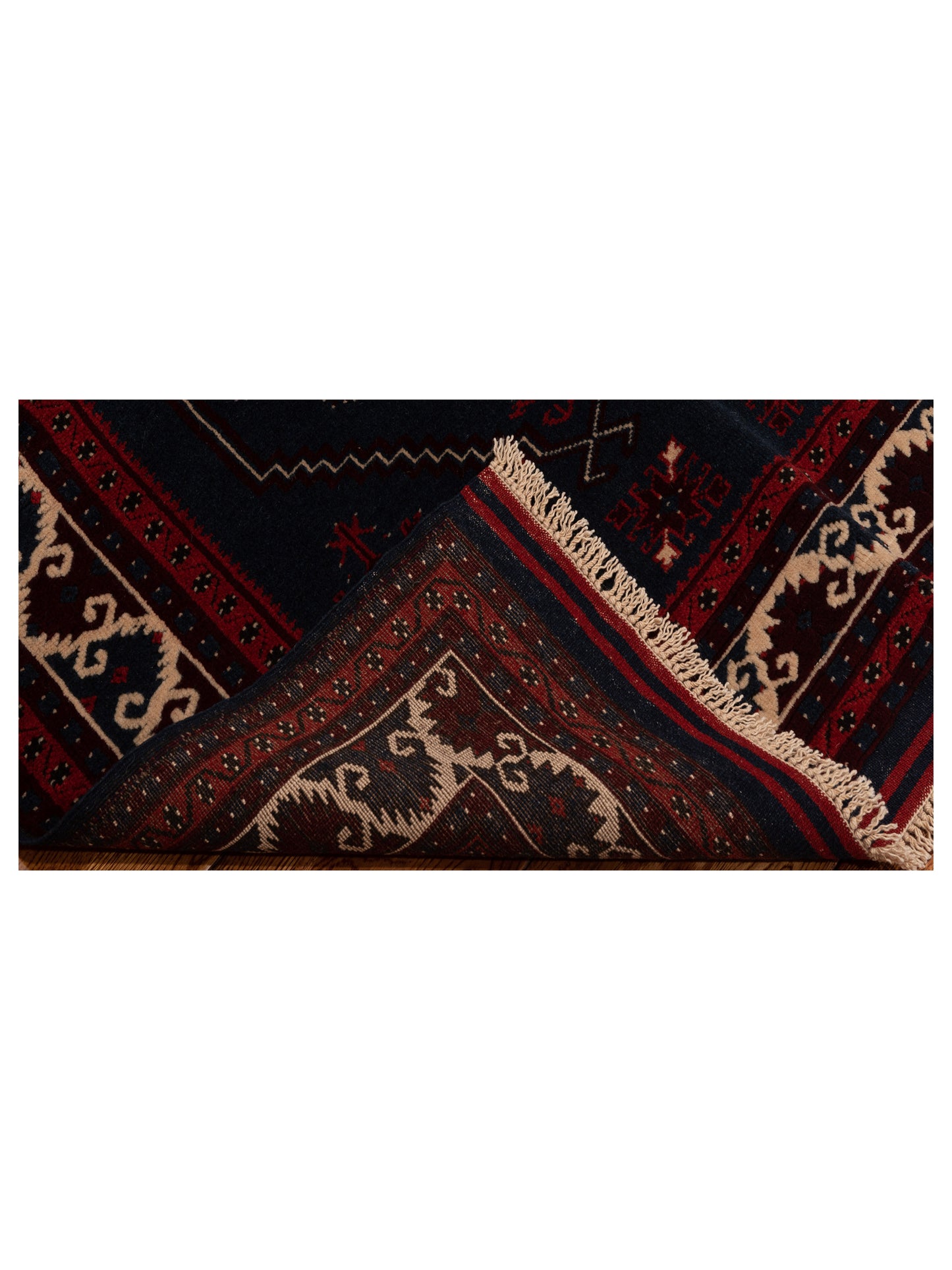 Turkish Shirwan 145227 Black Ivory 3.11x5.1 Hand Knotted Rug