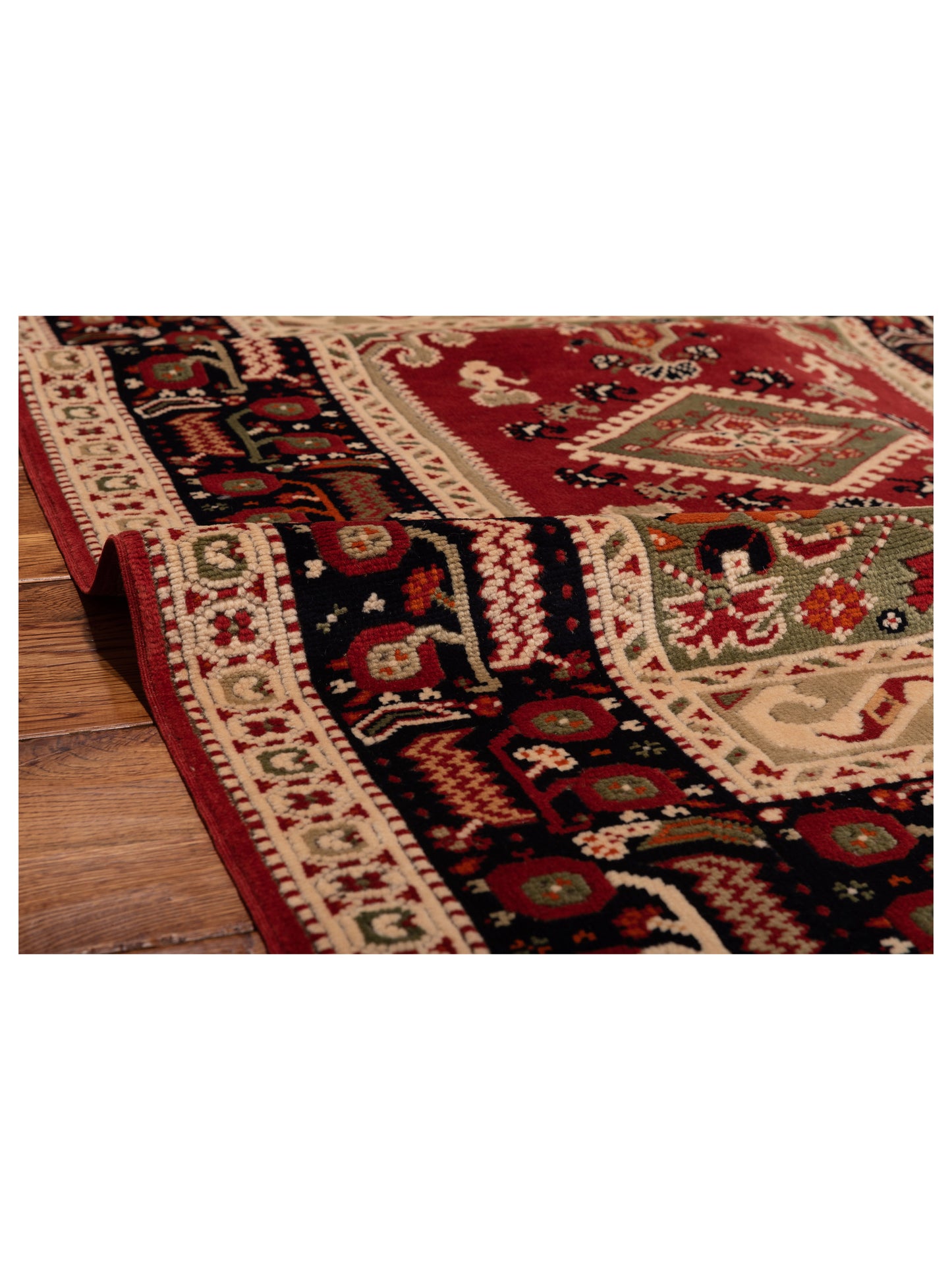 Turkish Shirwan 145229 Red Navy 3.9x5.5 Hand Knotted Rug