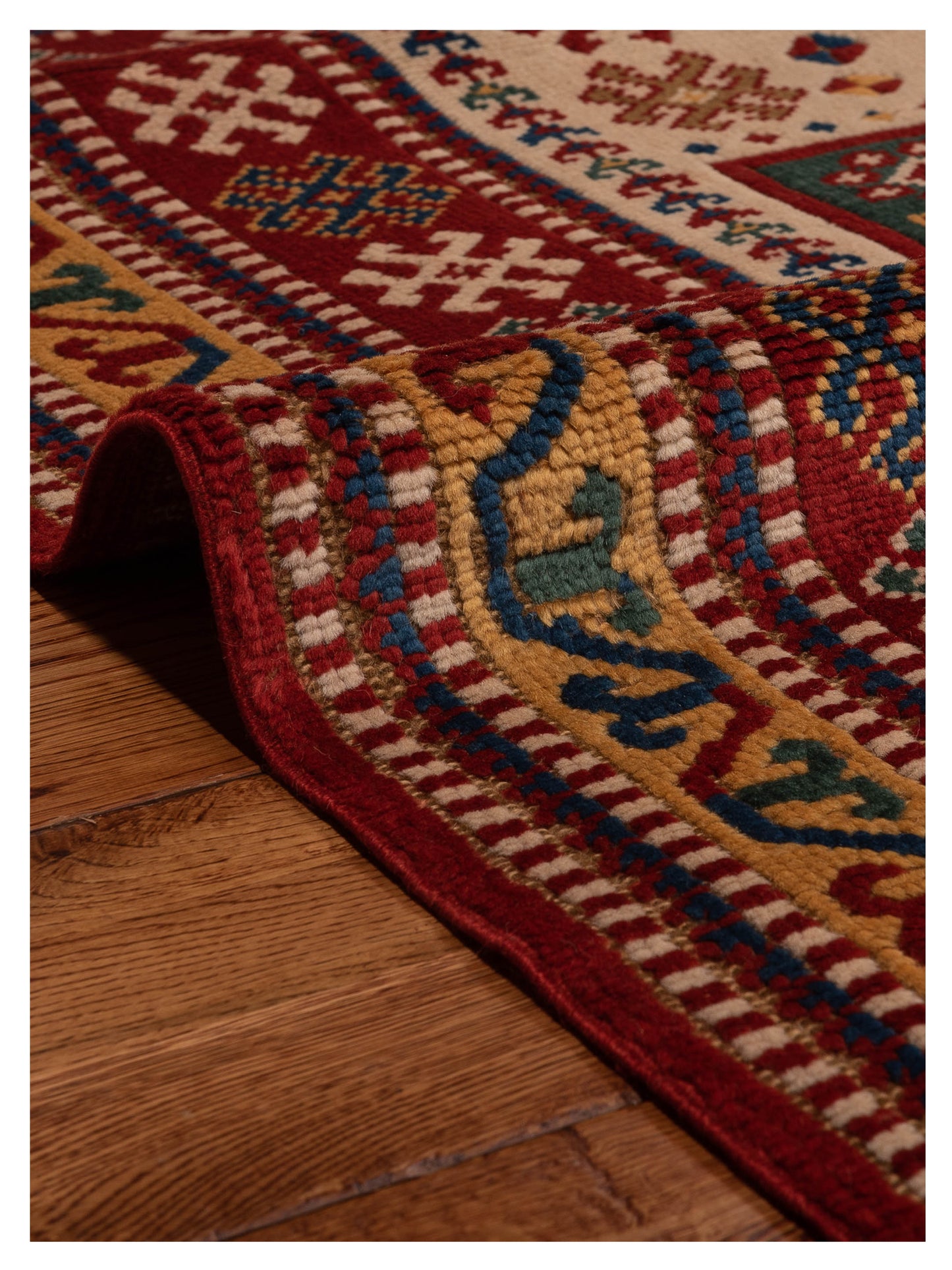 Turkish Shirwan 145231 Red Gold 4.3x5.3 Hand Knotted Rug