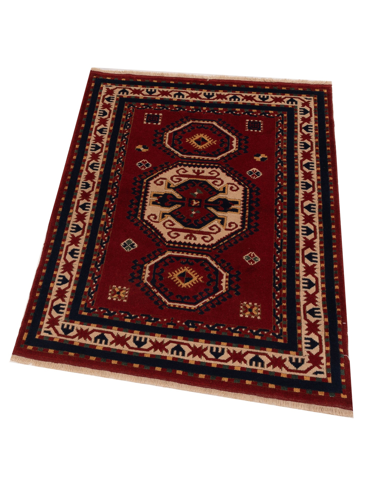 Turkish Shirwan 145233 Red Ivory 4x5.3 Hand Knotted Rug