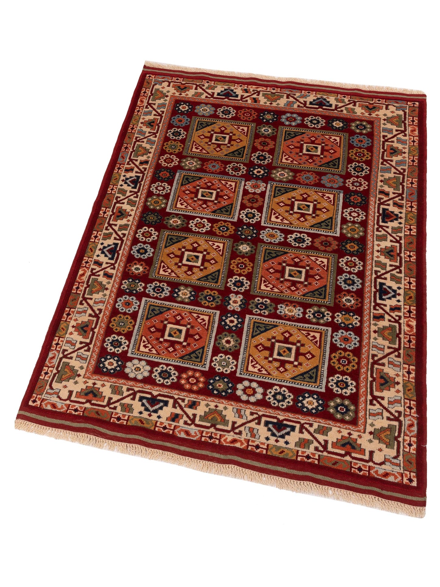 Turkish Shirwan 145234 Red Ivory 3.10x5.6 Hand Knotted Rug