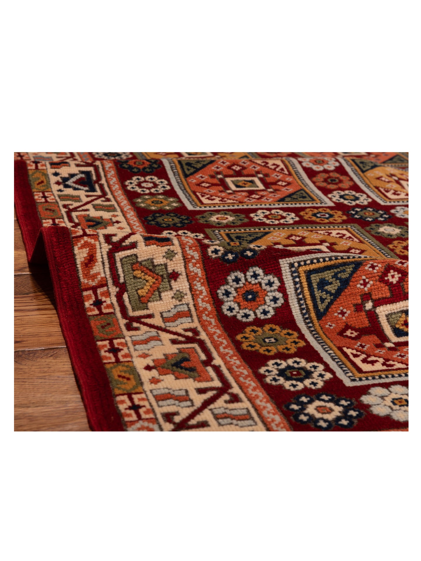 Turkish Shirwan 145234 Red Ivory 3.10x5.6 Hand Knotted Rug