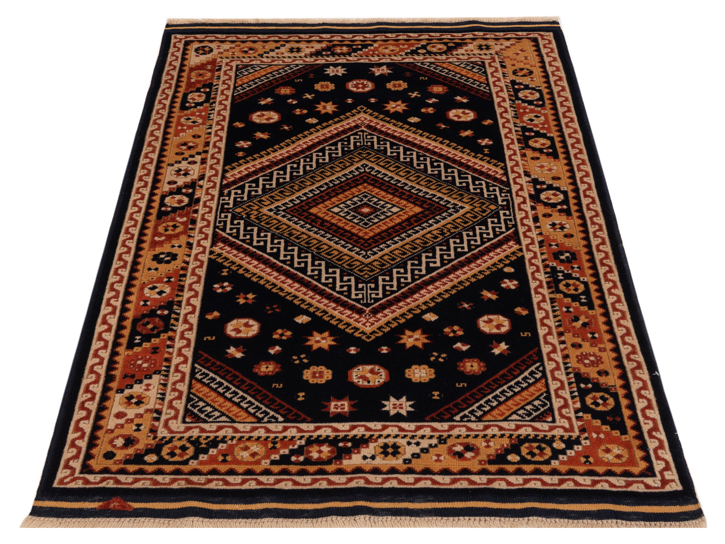 Turkish Shirwan 145235 Navy Orange 3.11x5.7 Hand Knotted Rug