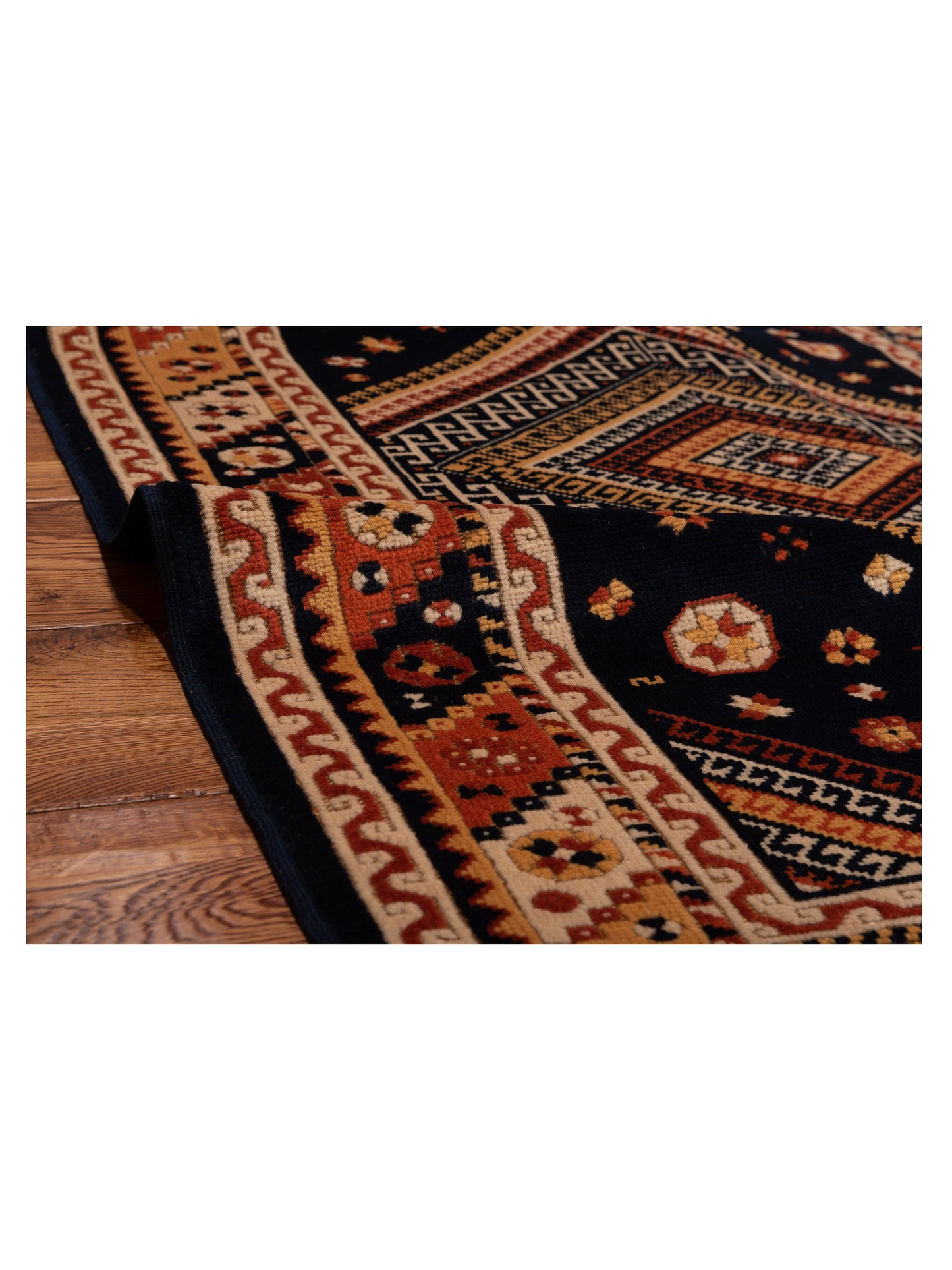 Turkish Shirwan 145235 Navy Orange 3.11x5.7 Hand Knotted Rug