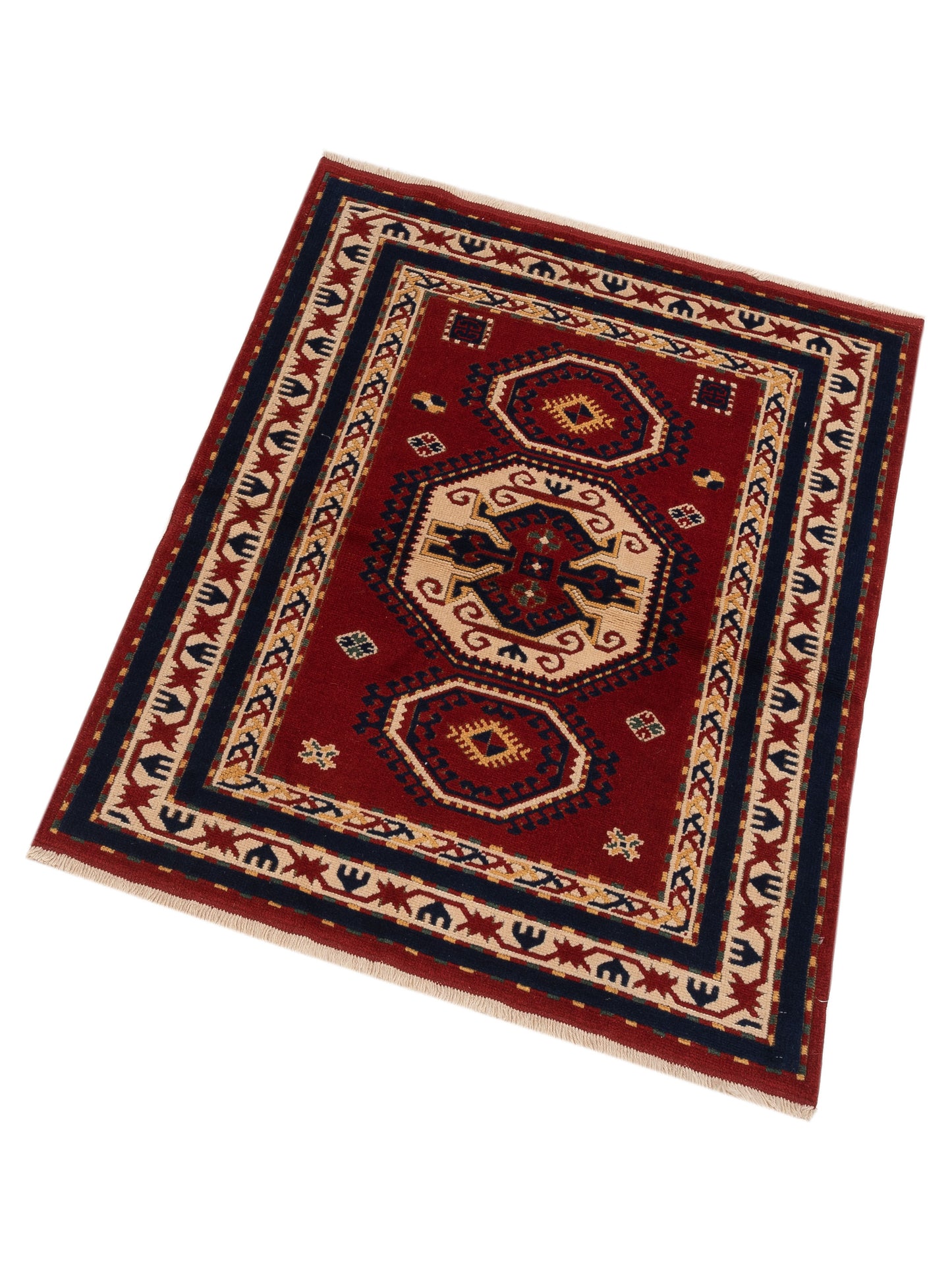 Turkish Shirwan 145236 Red Ivory 4.1x5.6 Hand Knotted Rug