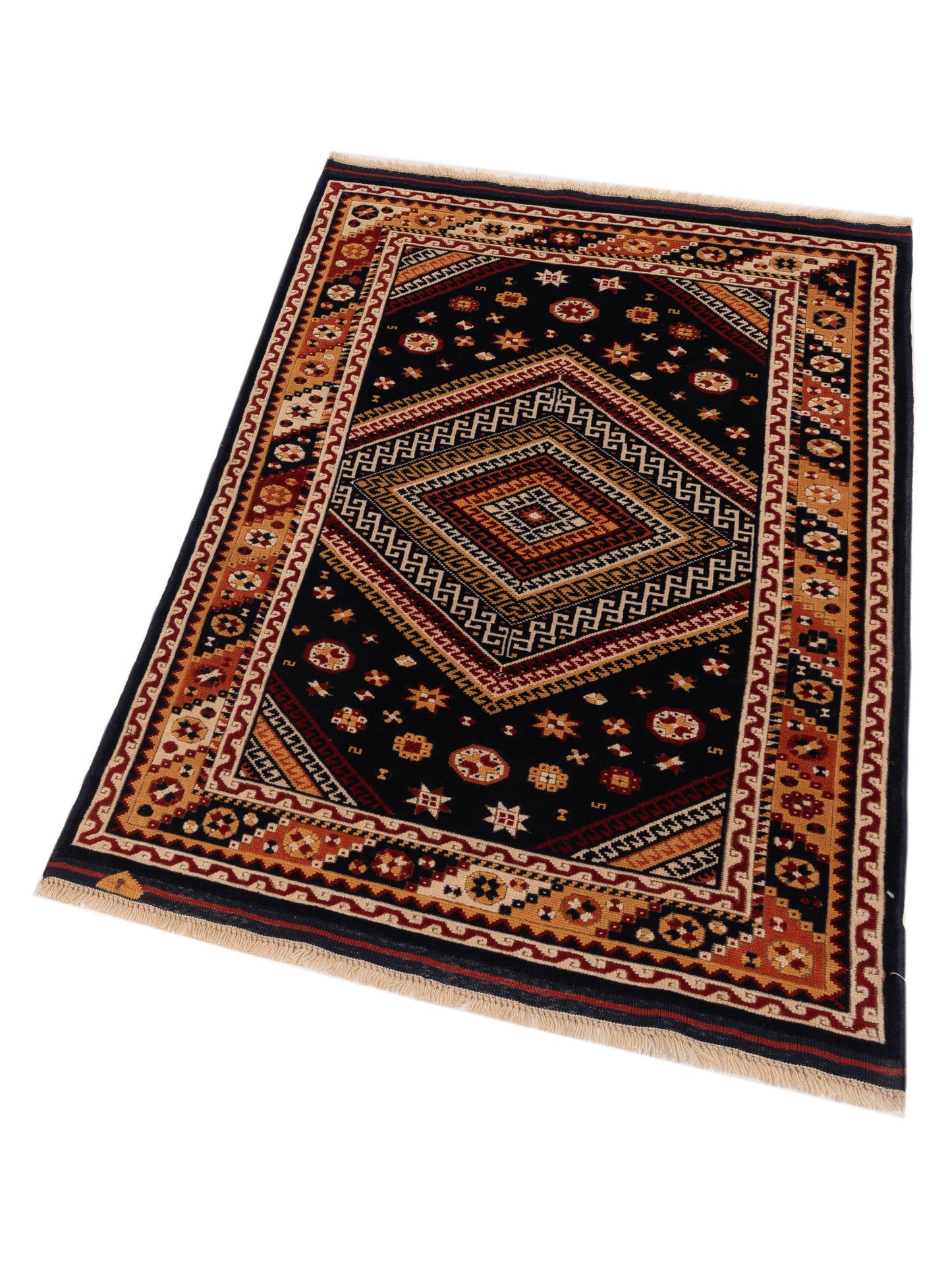 Turkish Shirwan 145239 Navy Orange 3.10x5.7 Hand Knotted Rug