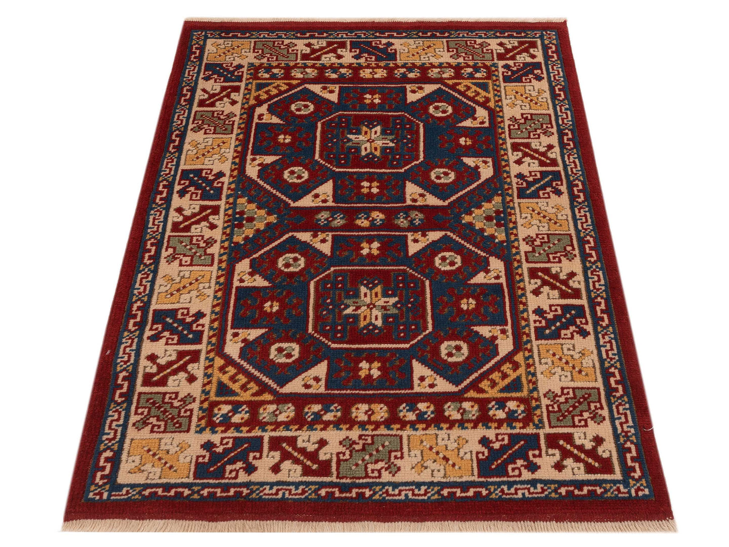Turkish Shirwan 145242 Navy Ivory 3.2x4.3 Hand Knotted Rug