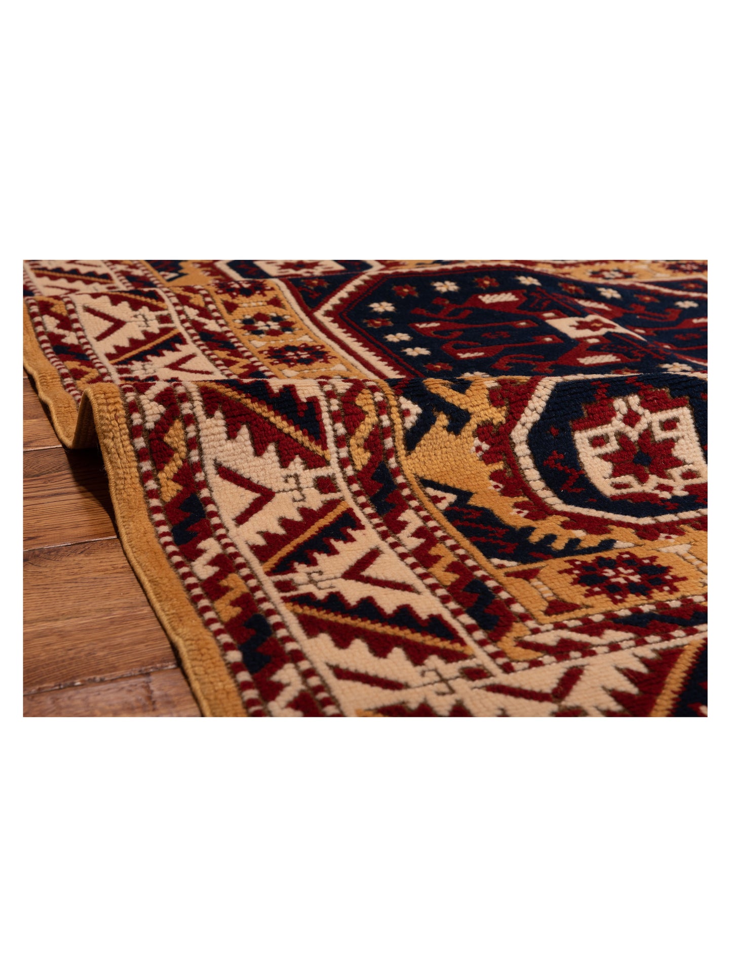 Turkish Shirwan 145243 Gold Ivory 4.4x5.10 Hand Knotted Rug