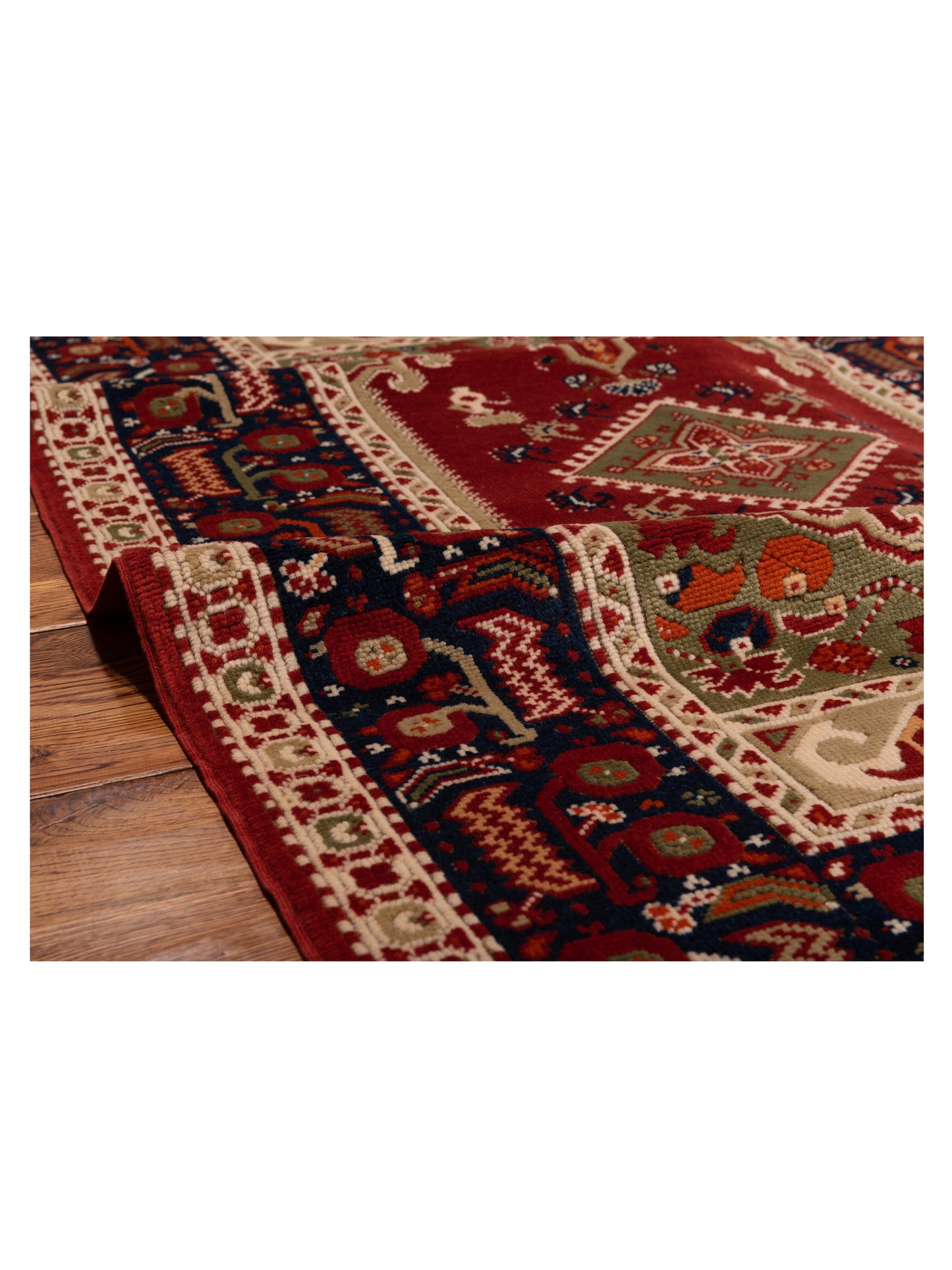 Turkish Shirwan 145244 Red Navy 3.9x5.9 Hand Knotted Rug