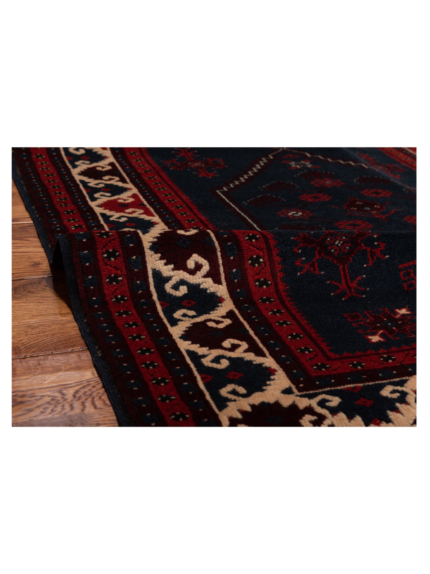 Turkish Shirwan 145245 Navy Red 4.2x5.2 Hand Knotted Rug