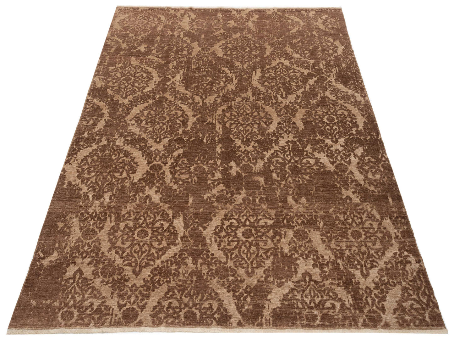 Defne Beony Brown Dark Brown 8.1x9.10 Hand Knotted Rug