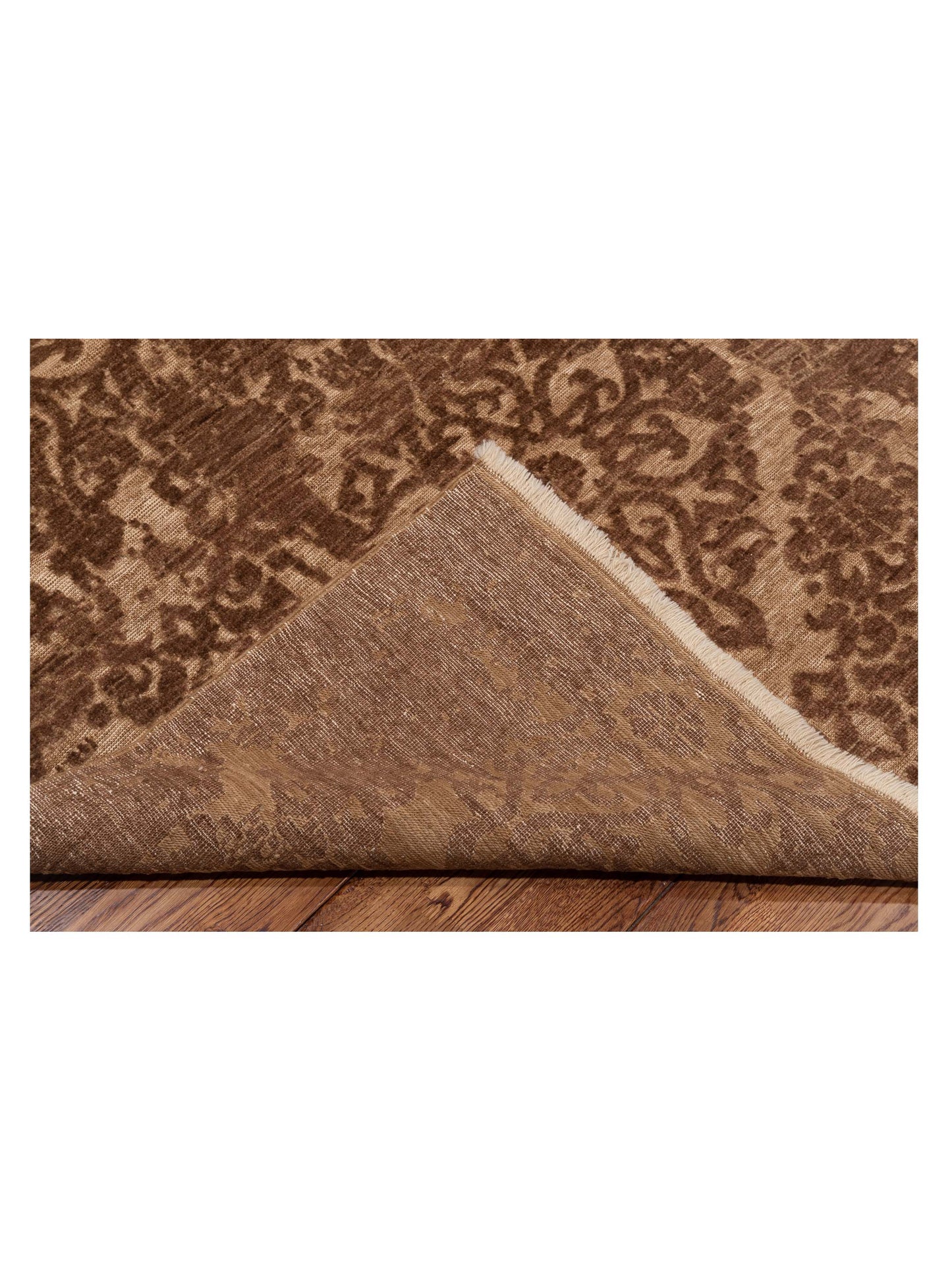 Defne Beony Brown Dark Brown 8.1x9.10 Hand Knotted Rug
