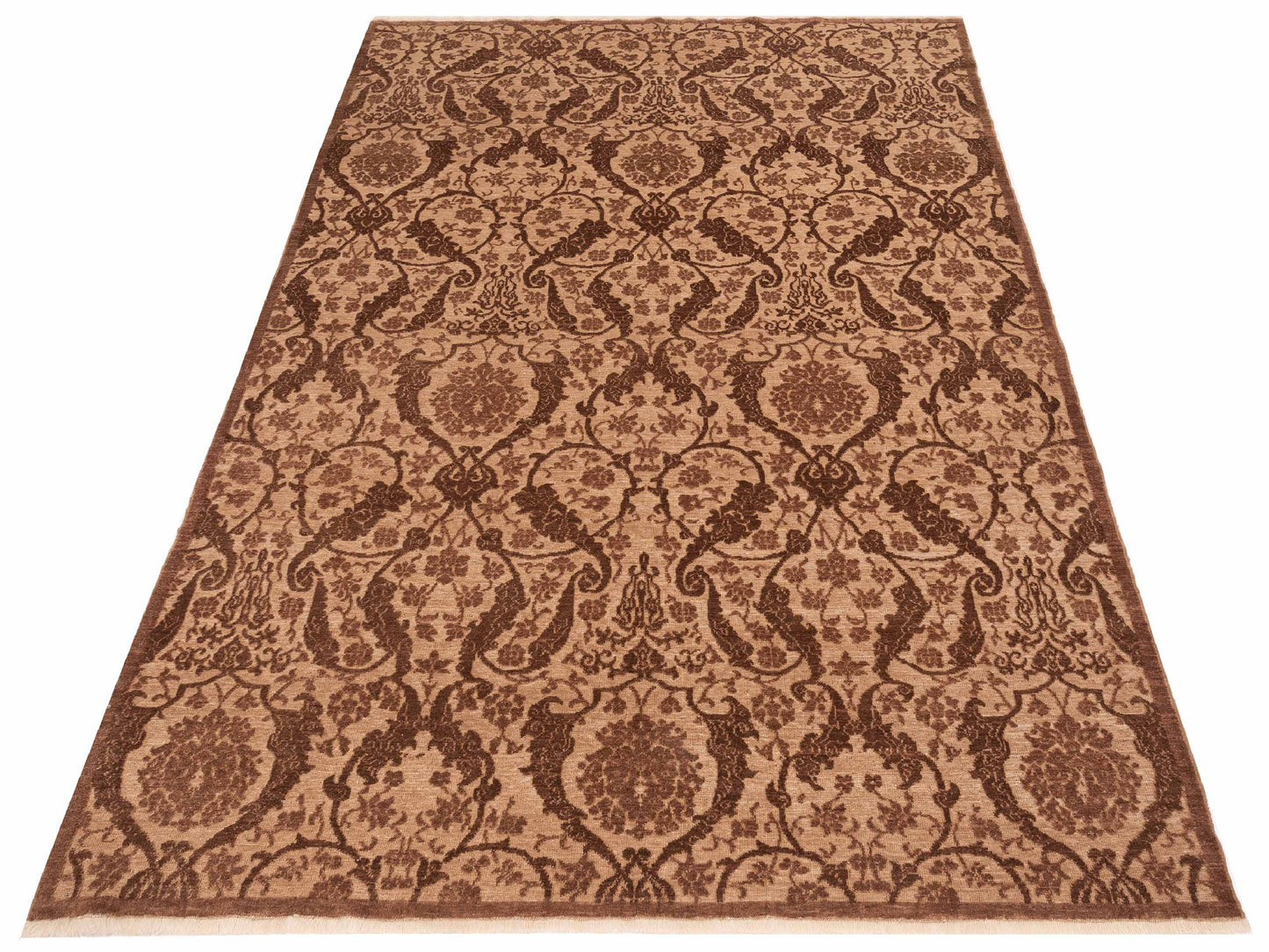 Defne Orchid Brown Ice Blue 6.7x9.9 Hand Knotted Rug