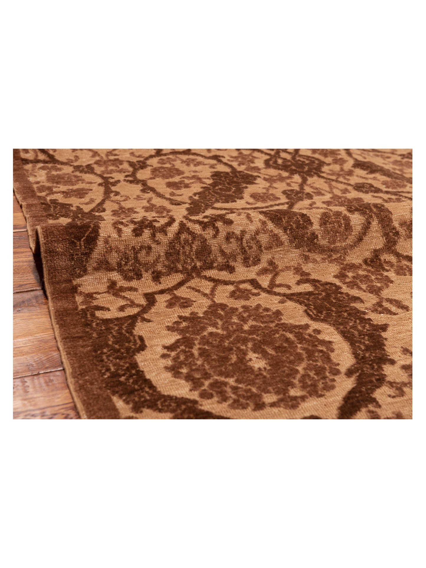 Defne Orchid Brown Ice Blue 6.7x9.9 Hand Knotted Rug