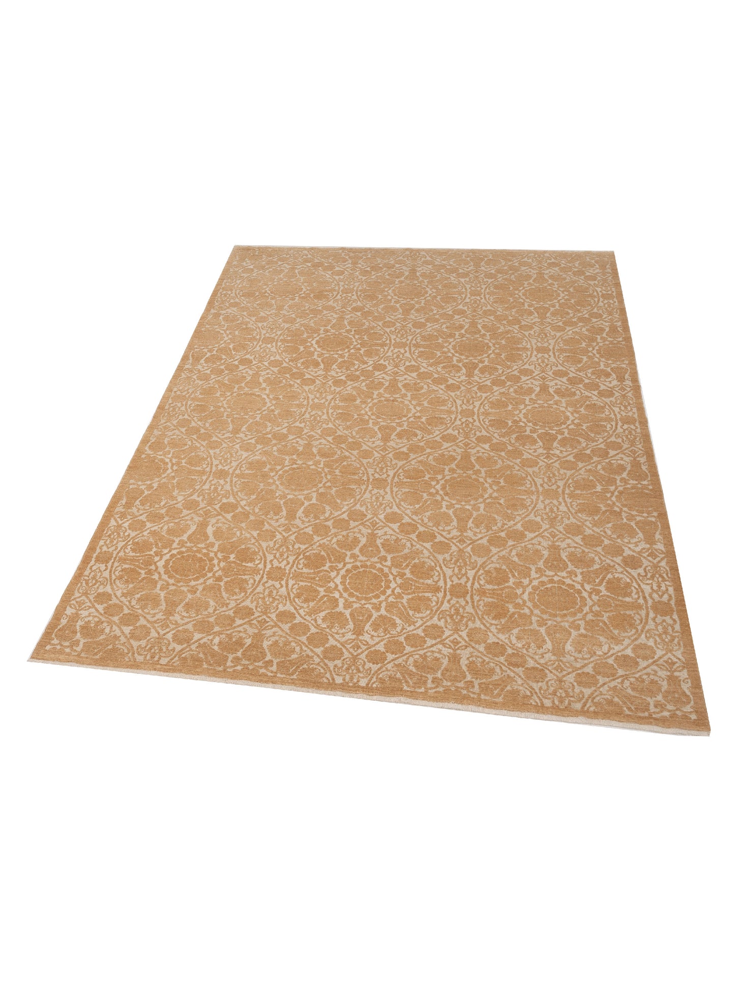 Defne Lotus Ivory Gold 9x12 Hand Knotted Rug