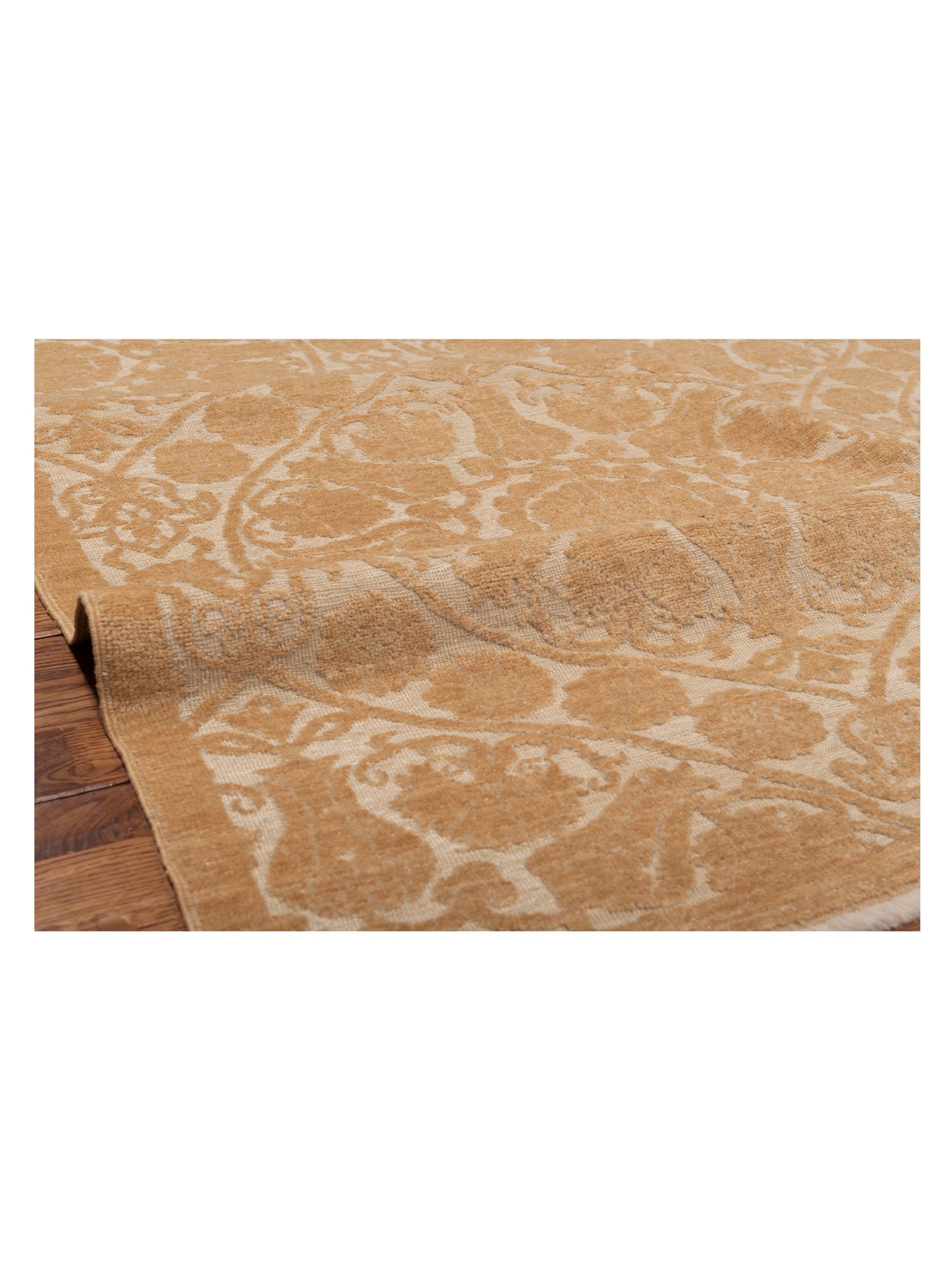 Defne Lotus Ivory Gold 9x12 Hand Knotted Rug