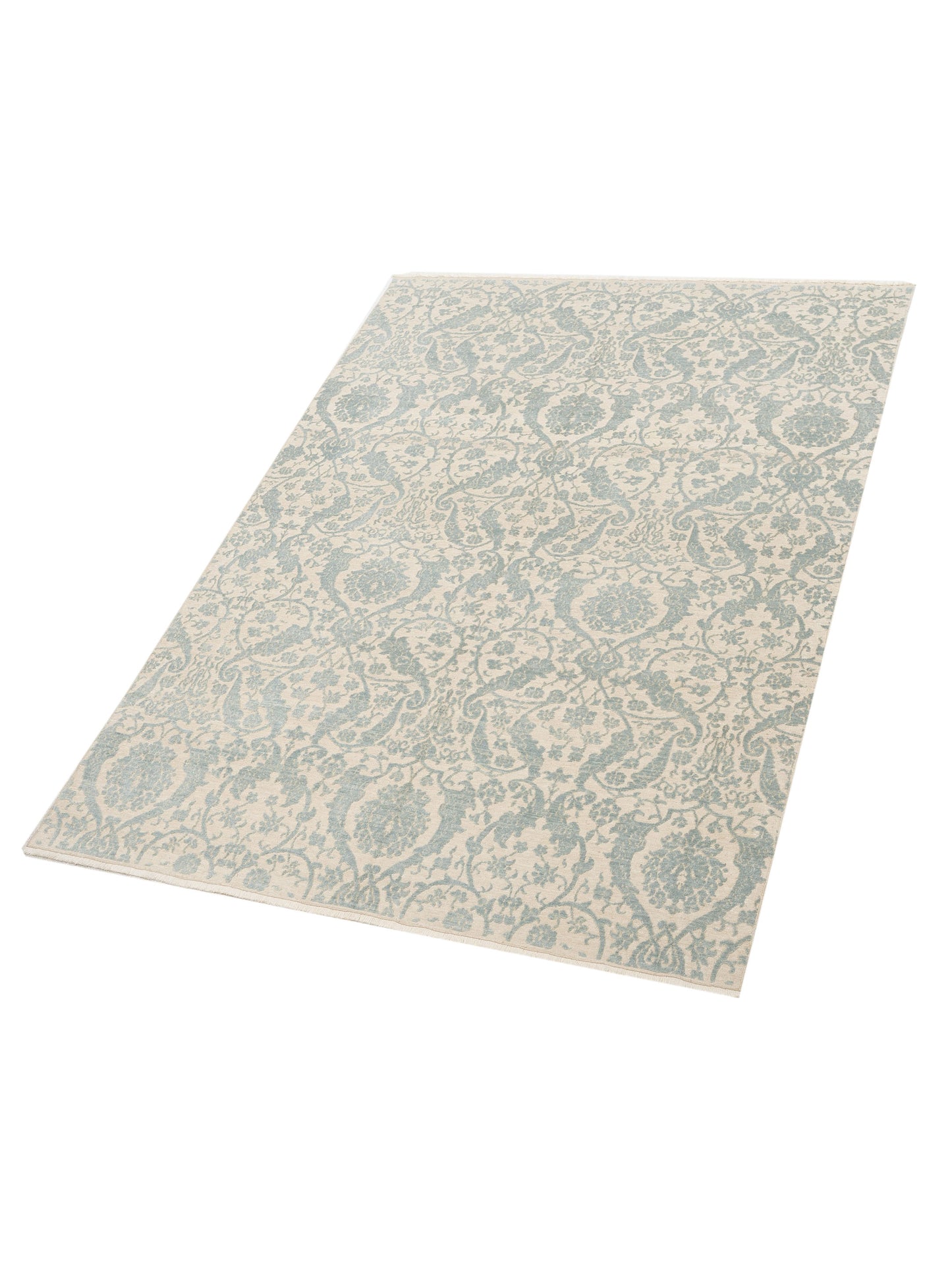 Defne Orchid Beige Ice Blue 6.10x9.5 Hand Knotted Rug