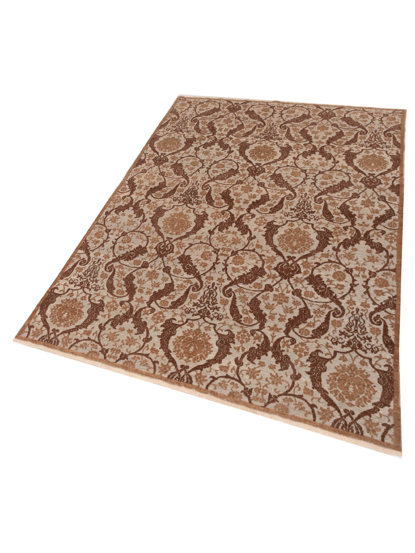 Defne Orchid Beige Brown 6.6x9.7 Hand Knotted Rug