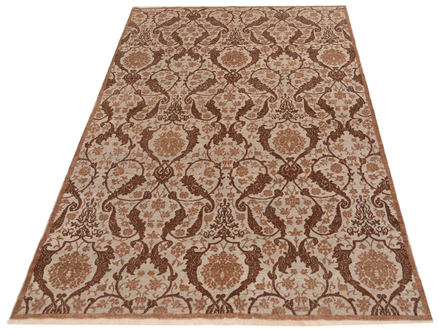 Defne Orchid Beige Brown 6.6x9.7 Hand Knotted Rug