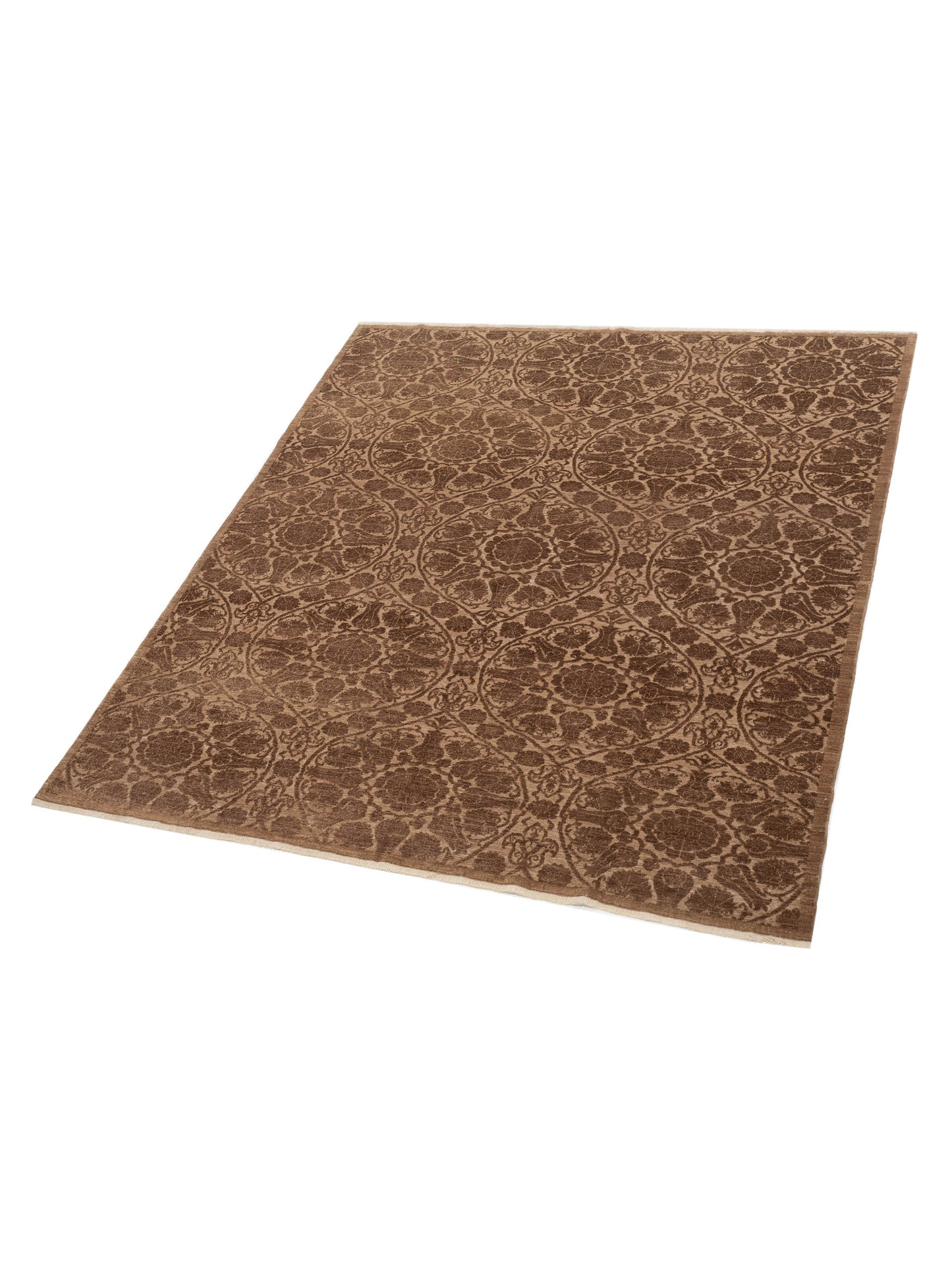 Defne Lotus Brown Dark Brown 8.1x9.2 Hand Knotted Rug