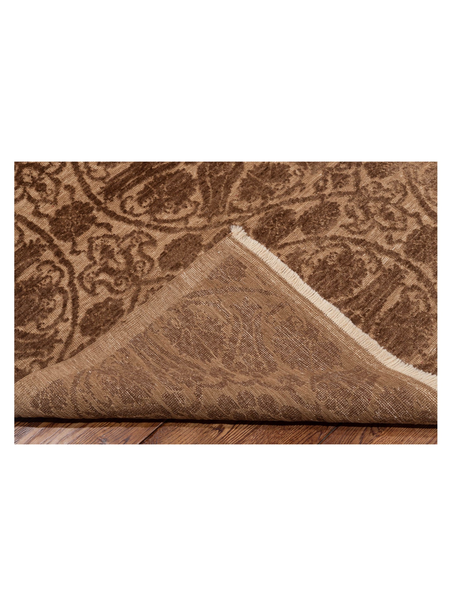 Defne Lotus Brown Dark Brown 8.1x9.2 Hand Knotted Rug