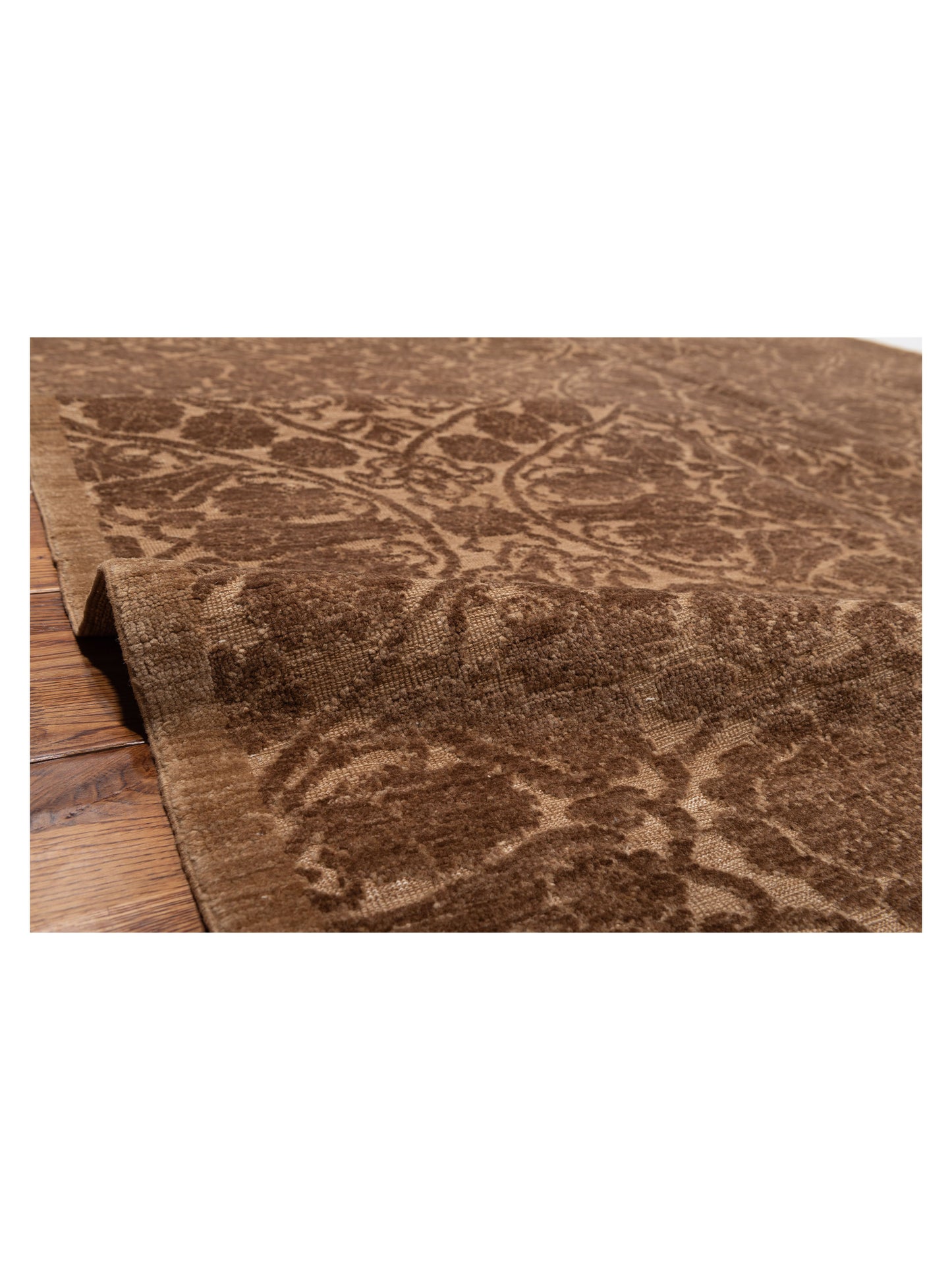 Defne Lotus Brown Dark Brown 8.1x9.2 Hand Knotted Rug