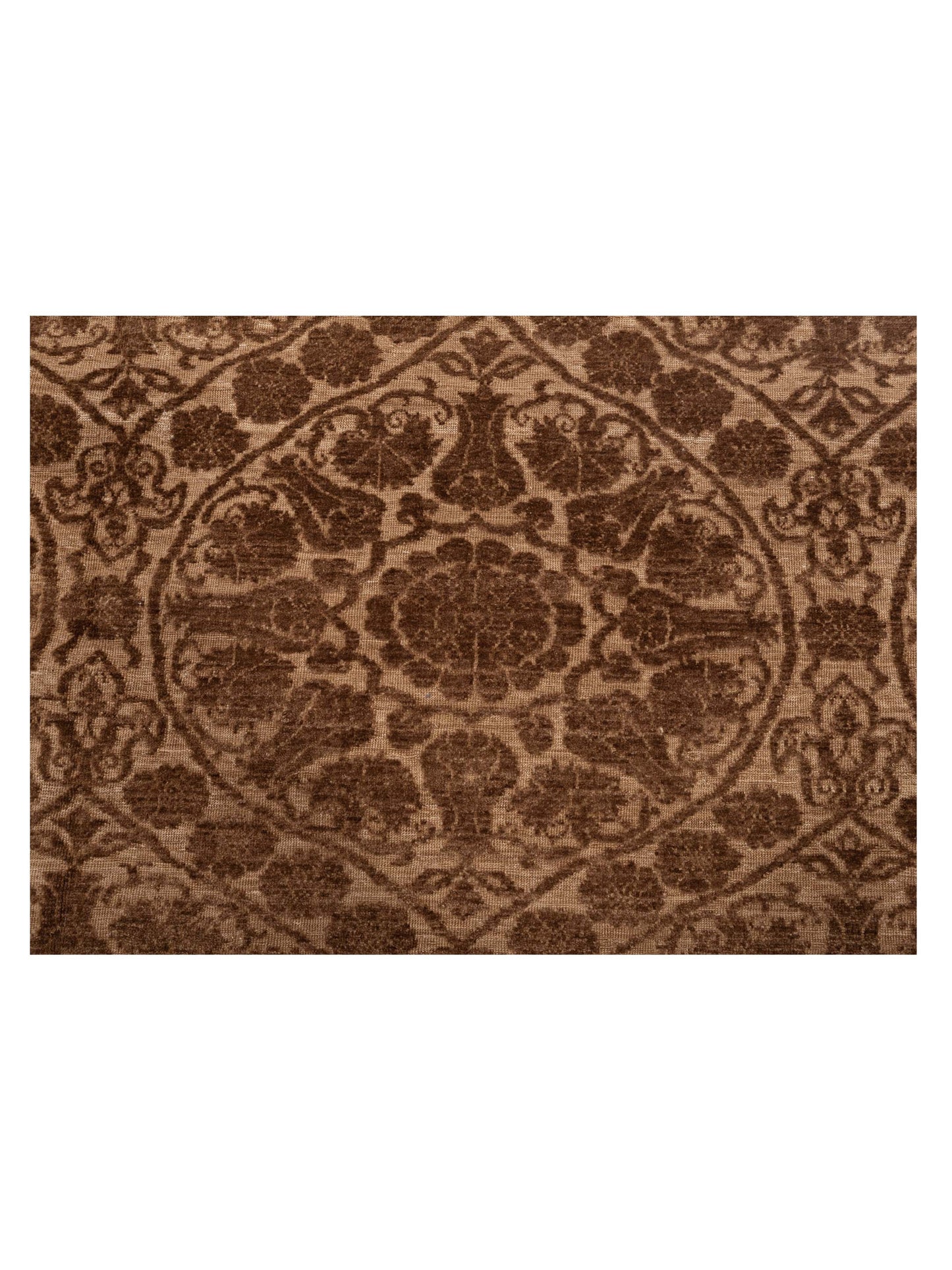 Defne Lotus Brown Dark Brown 8.1x9.2 Hand Knotted Rug