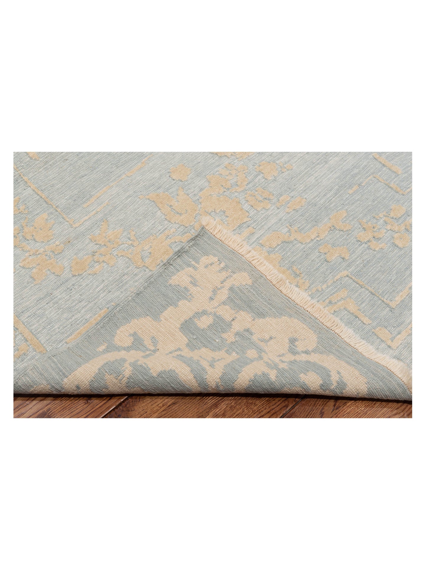 Defne Marigold Ice Blue Ivory 7.9x9.8 Hand Knotted Rug