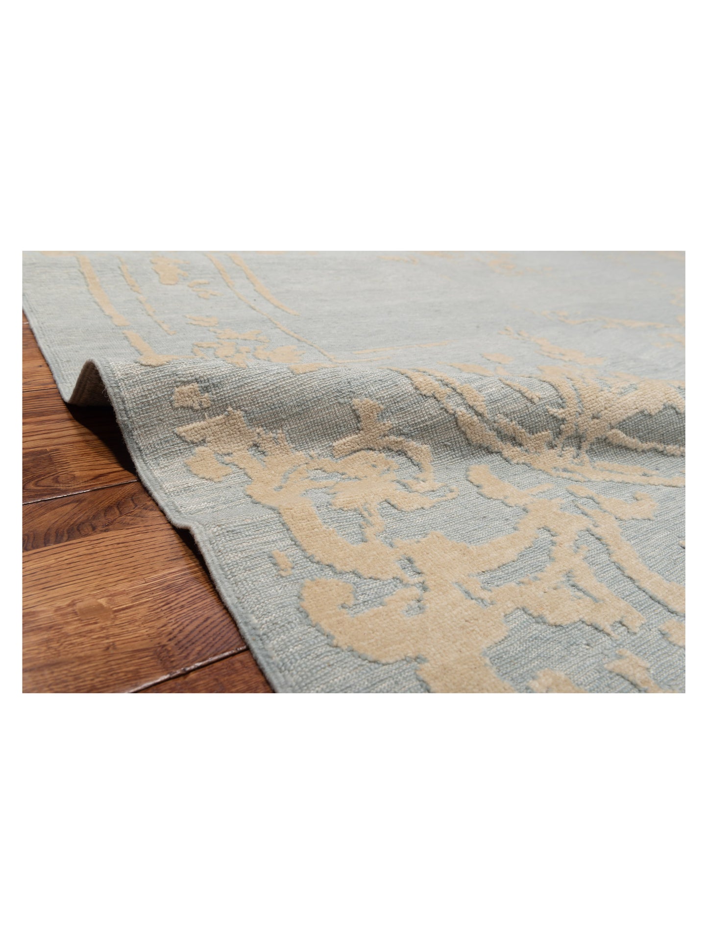 Defne Marigold Ice Blue Ivory 7.9x9.8 Hand Knotted Rug