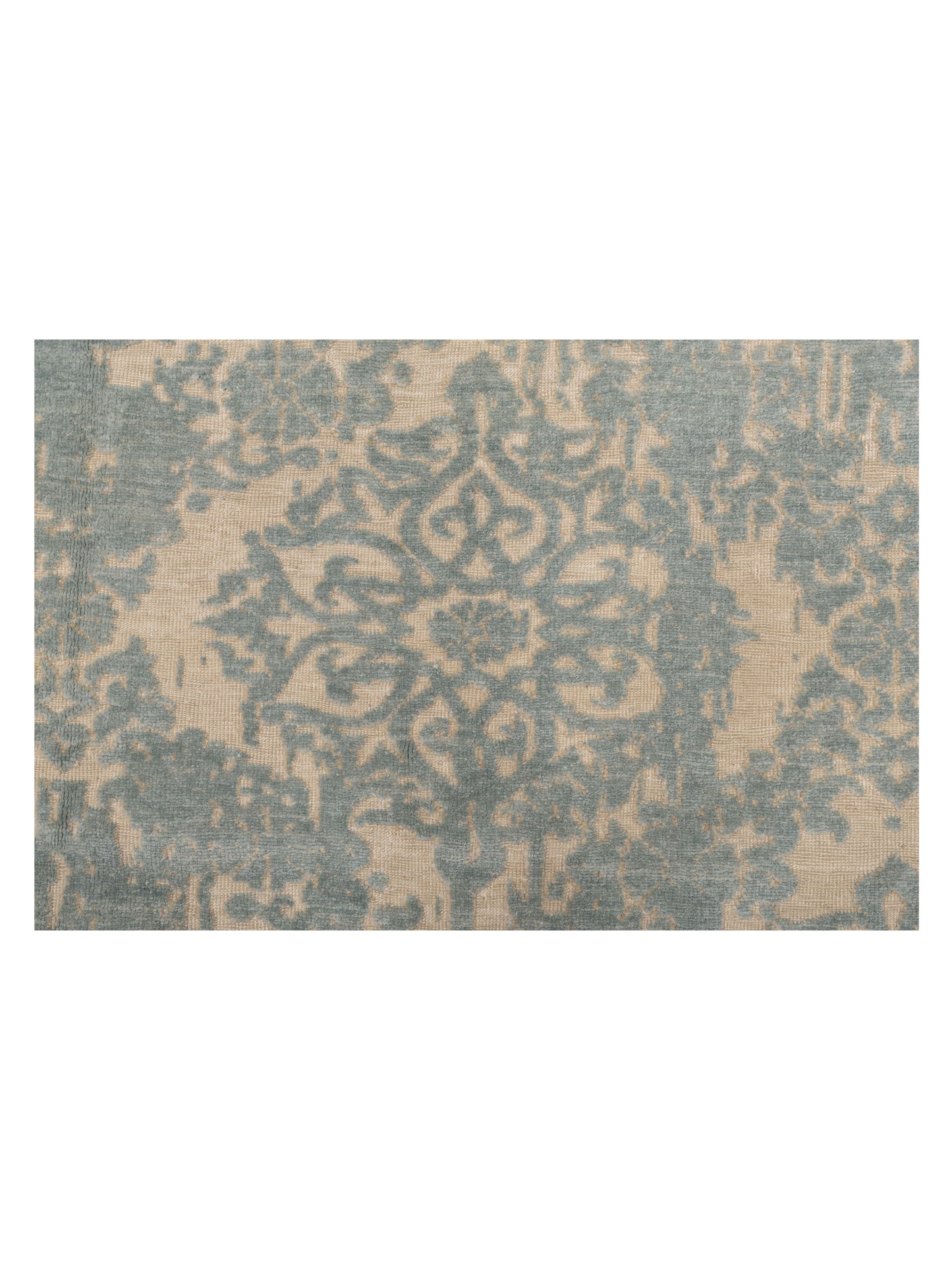 Defne Beony Beige Ice Blue 6.8x9.11 Hand Knotted Rug