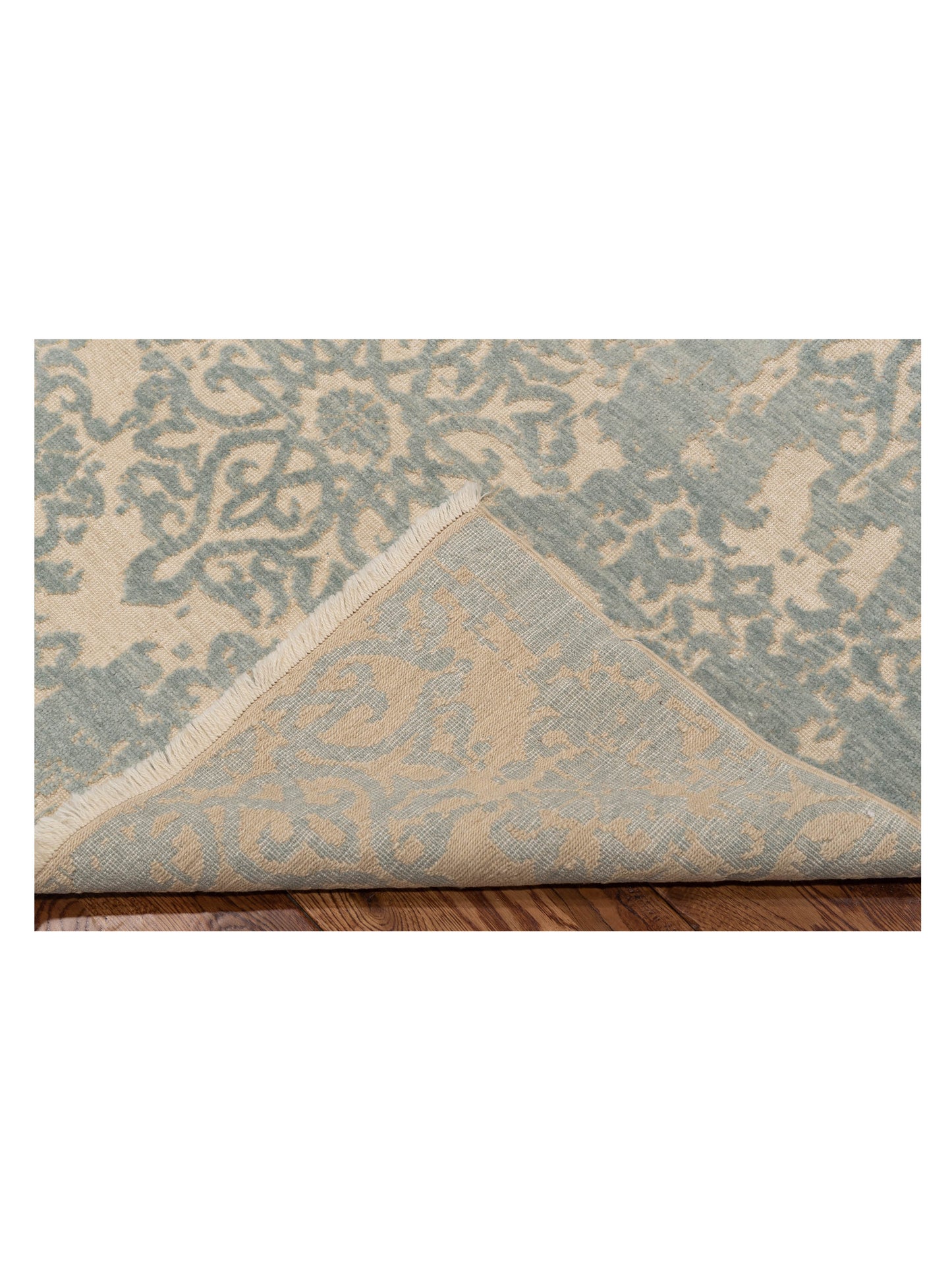 Defne Beony Beige Ice Blue 6.8x9.11 Hand Knotted Rug