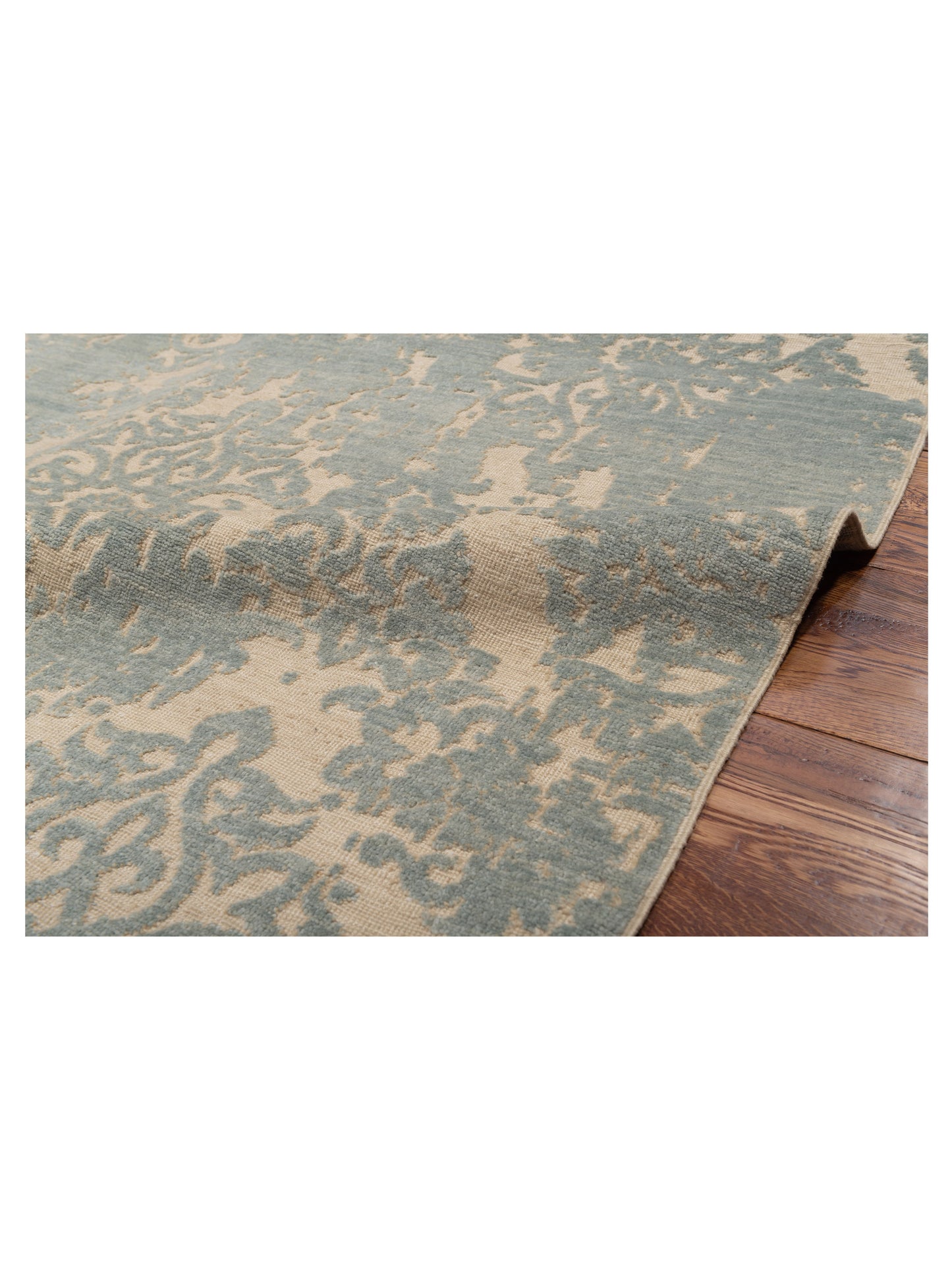 Defne Beony Beige Ice Blue 6.8x9.11 Hand Knotted Rug