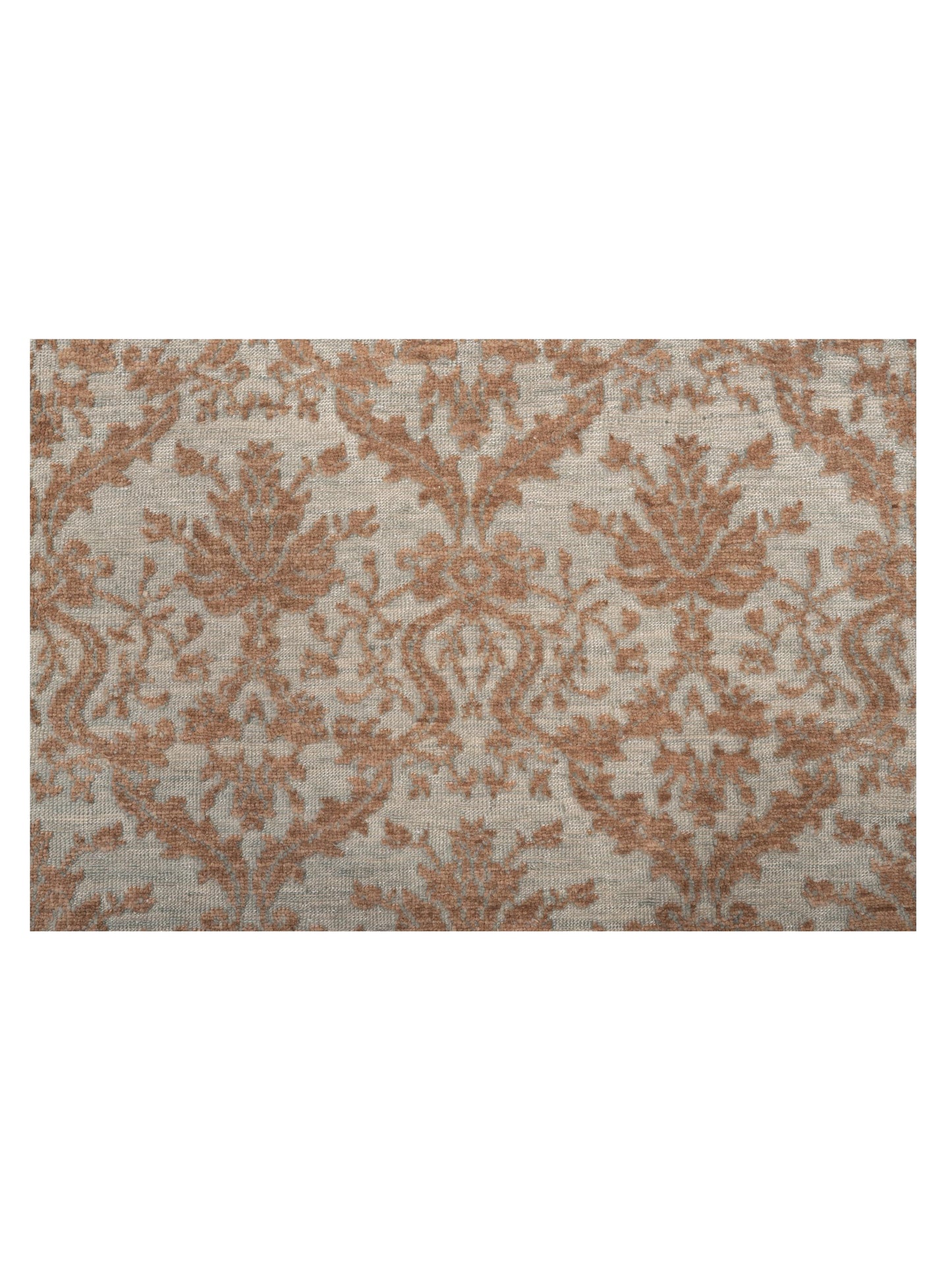 Defne Begonia Ice Blue Brown 8.1x9.6 Hand Knotted Rug