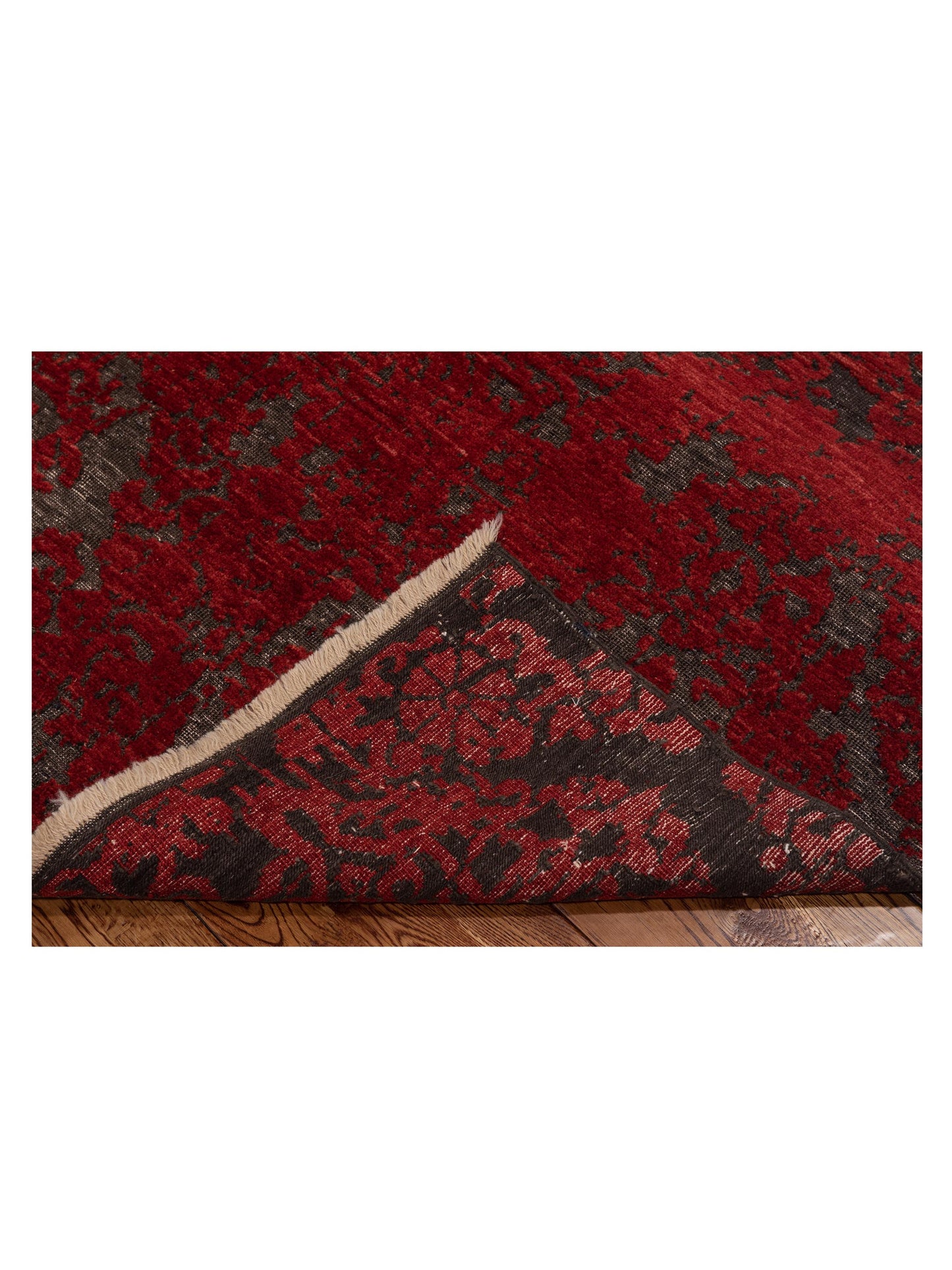 Defne Beony Charcoal Red 8.2x9 Hand Knotted Rug