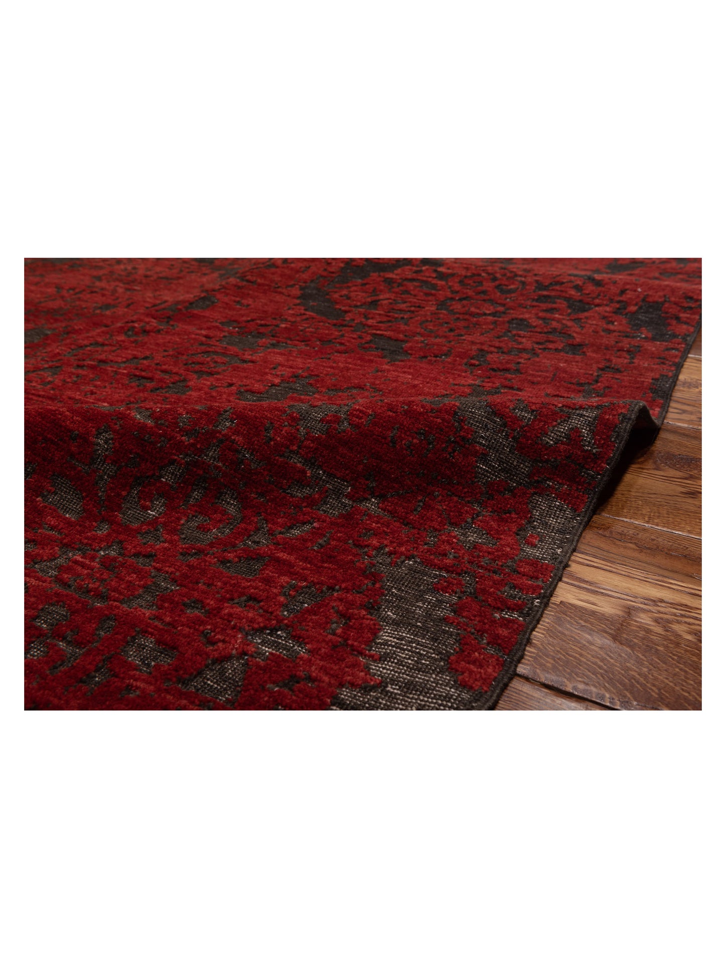 Defne Beony Charcoal Red 8.2x9 Hand Knotted Rug